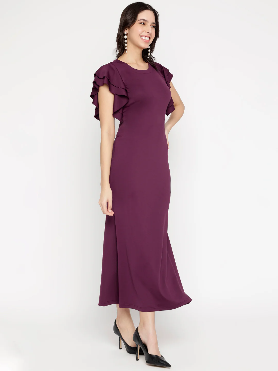 Women Wine Armani Zurich Charm Midi Dress - Image 6