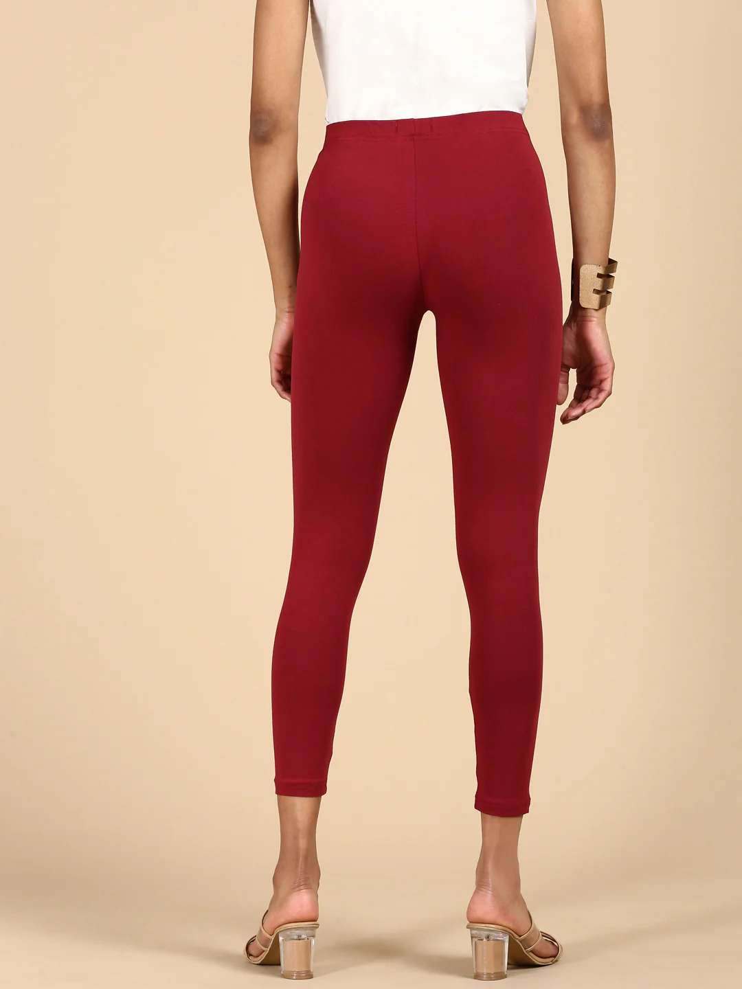 Women Wine Casual Leggings - Image 3