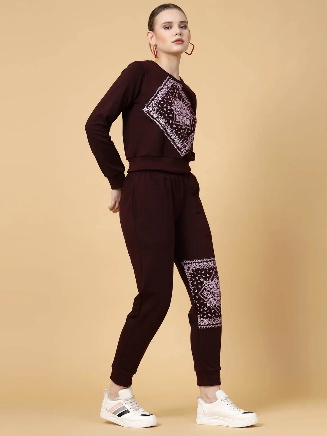 Women Wine Printed co-ords - Image 3