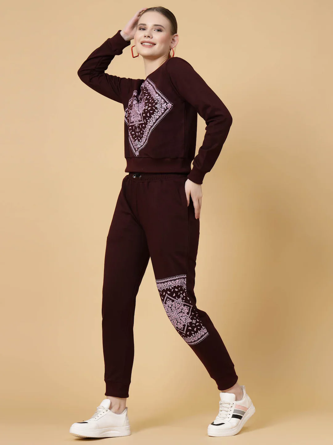 Women Wine Printed co-ords - Image 4