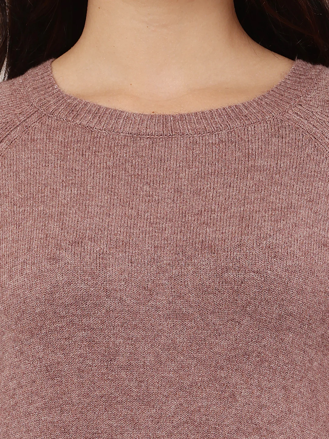 Women Wine Round Neck Sweater - Image 5