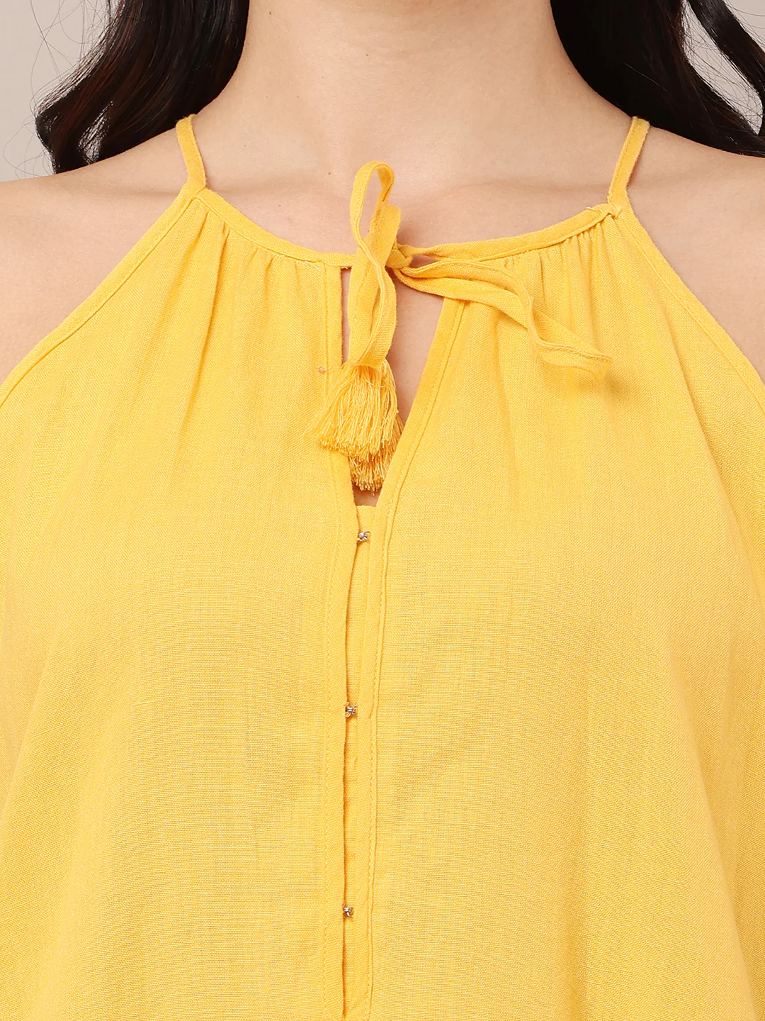 Women Yellow A-Line Dress - Image 5