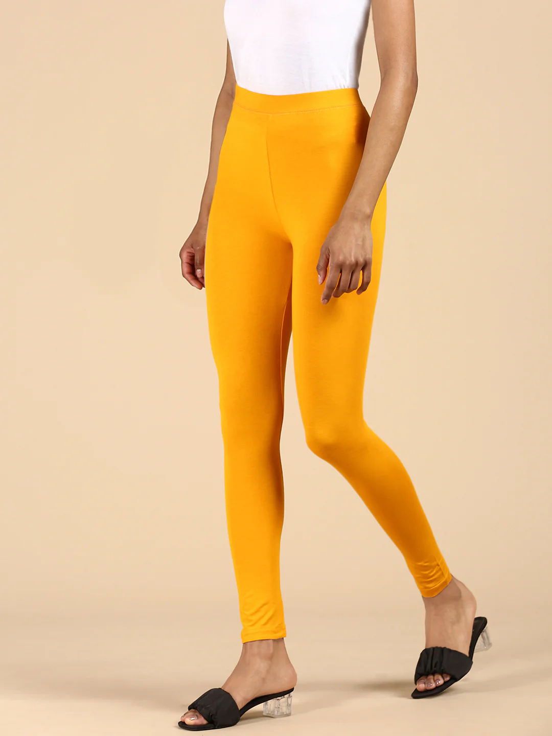 Women Yellow Casual Leggings - Image 3
