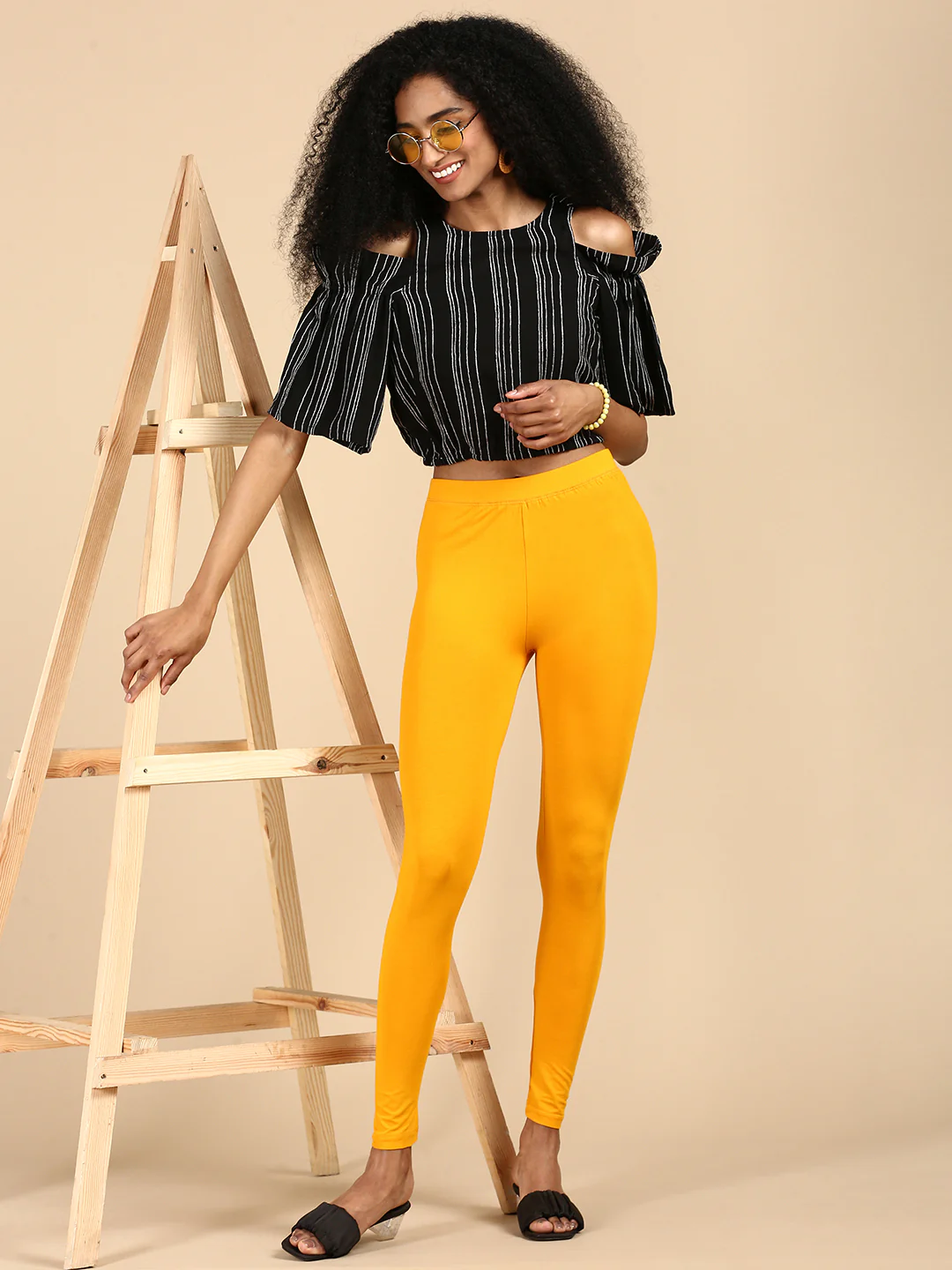 Women Yellow Casual Leggings - Image 5