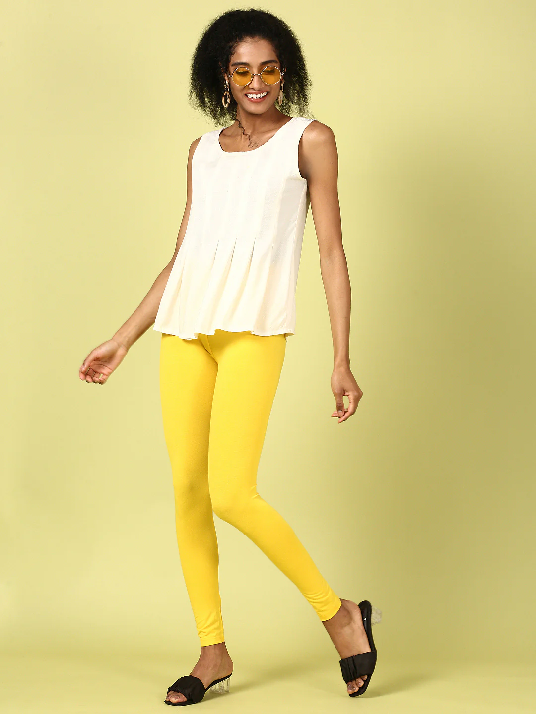 Women Yellow Casual Leggings - Image 5