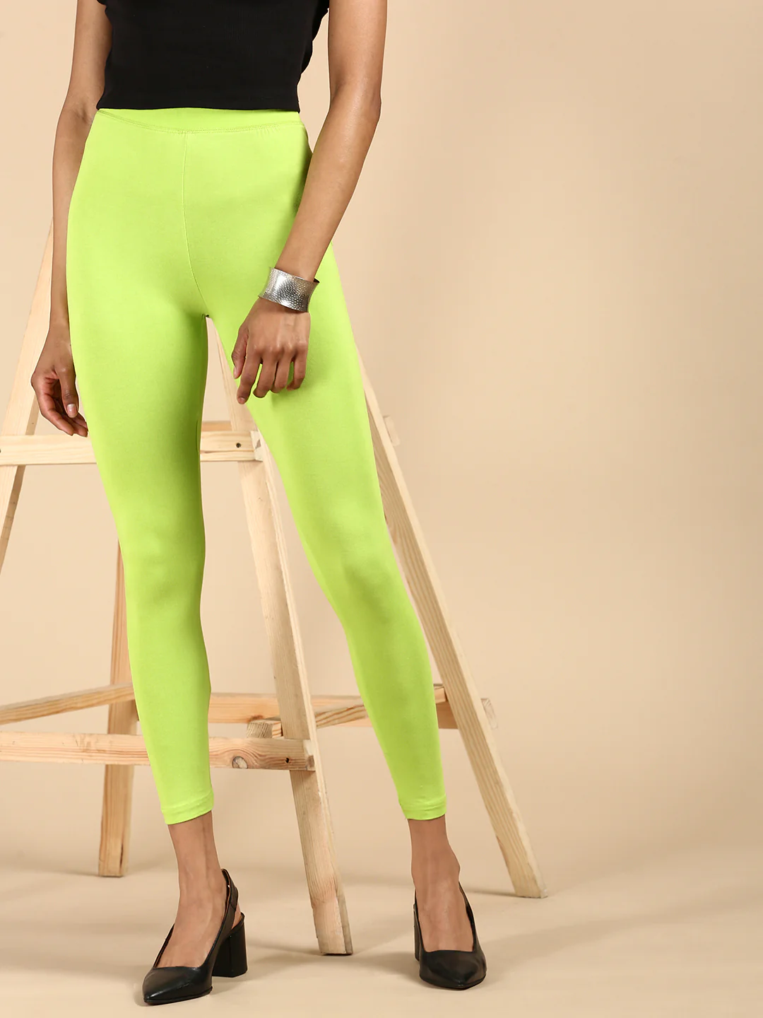Women Yellow Casual Leggings - Image 2
