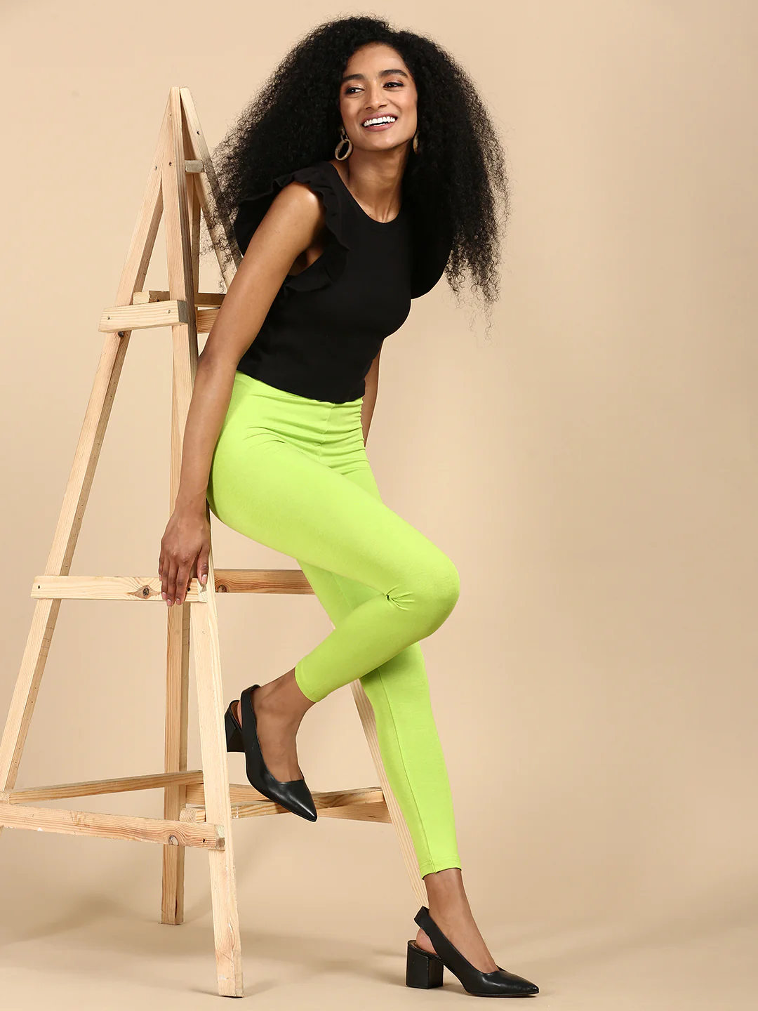 Women Yellow Casual Leggings - Image 5