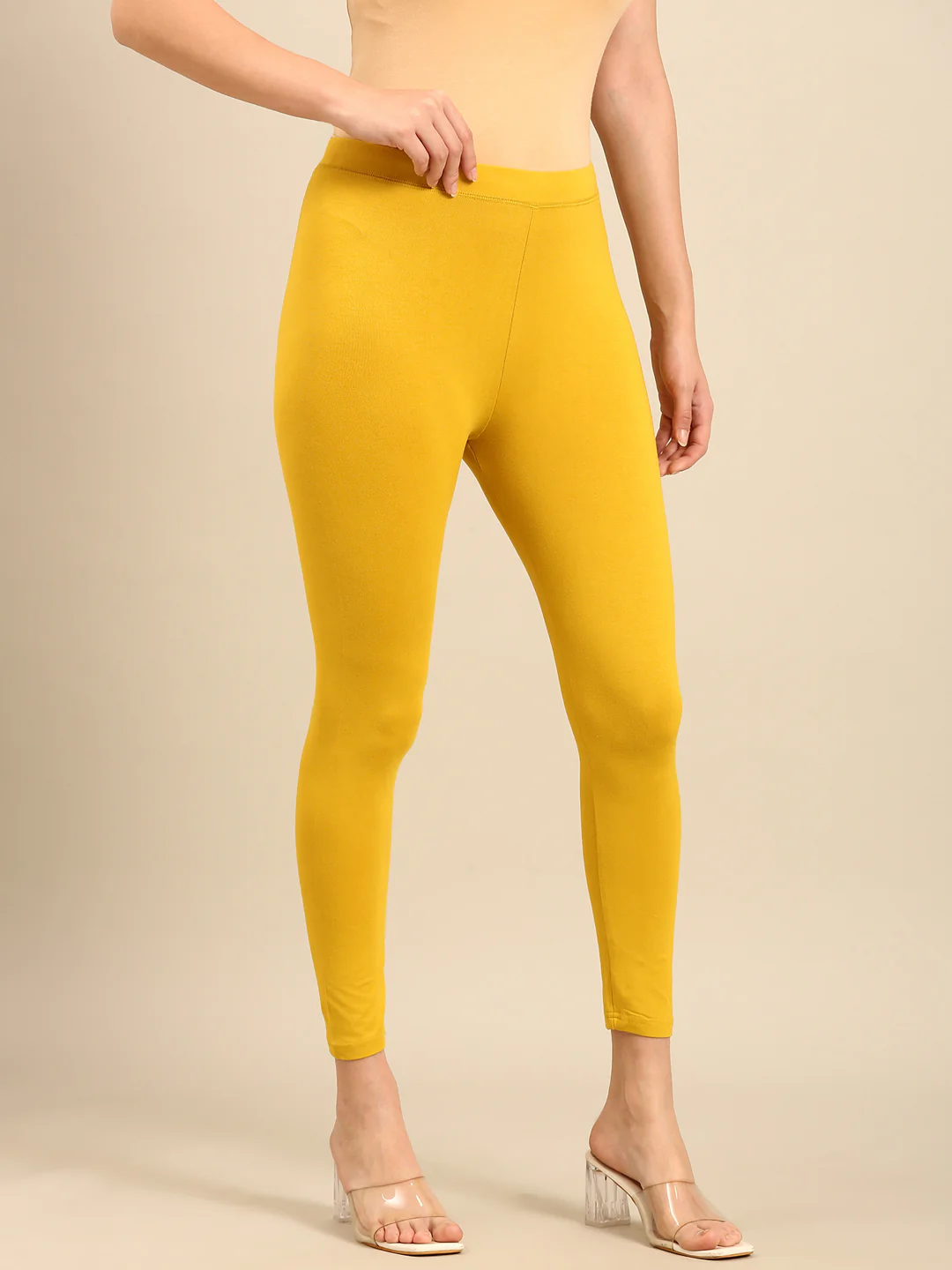 Women Yellow Casual Leggings - Image 3