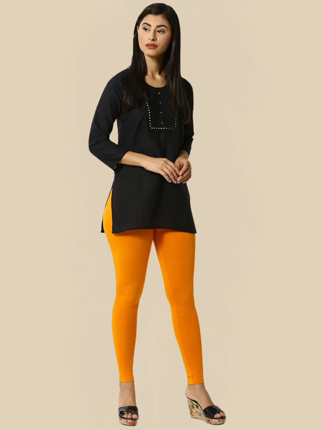 Women Yellow Casual Leggings - Image 4