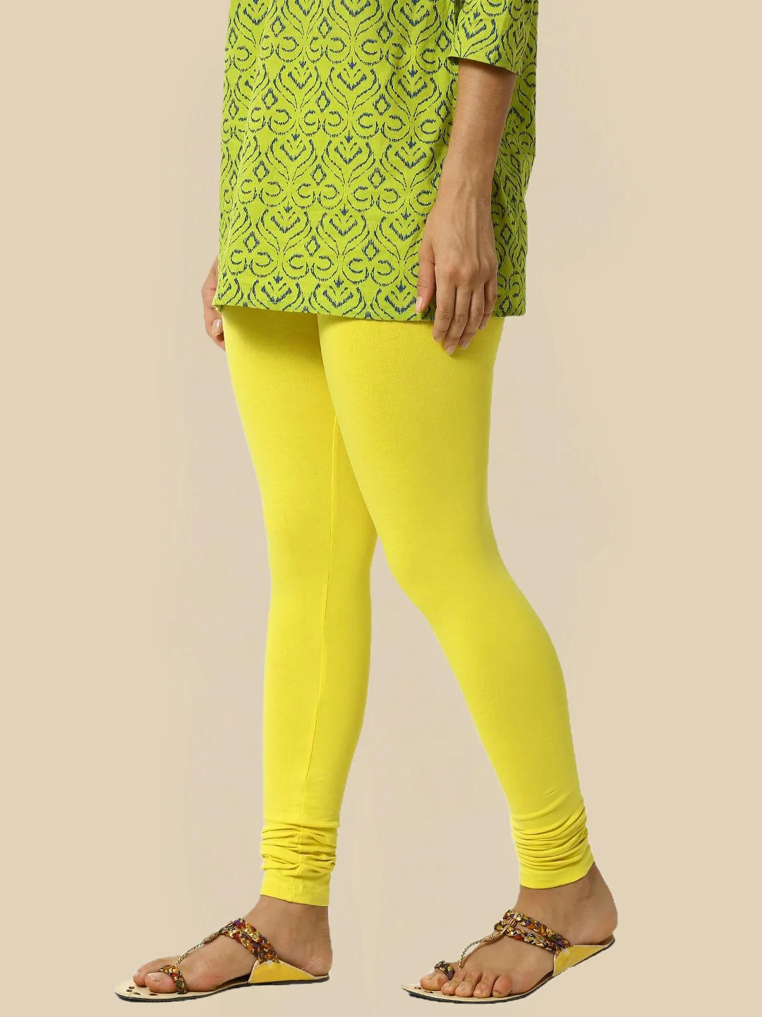 Women Yellow Casual Leggings - Image 2