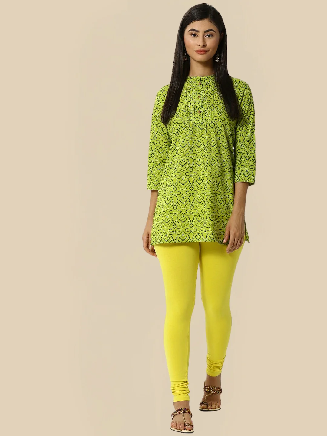 Women Yellow Casual Leggings - Image 4