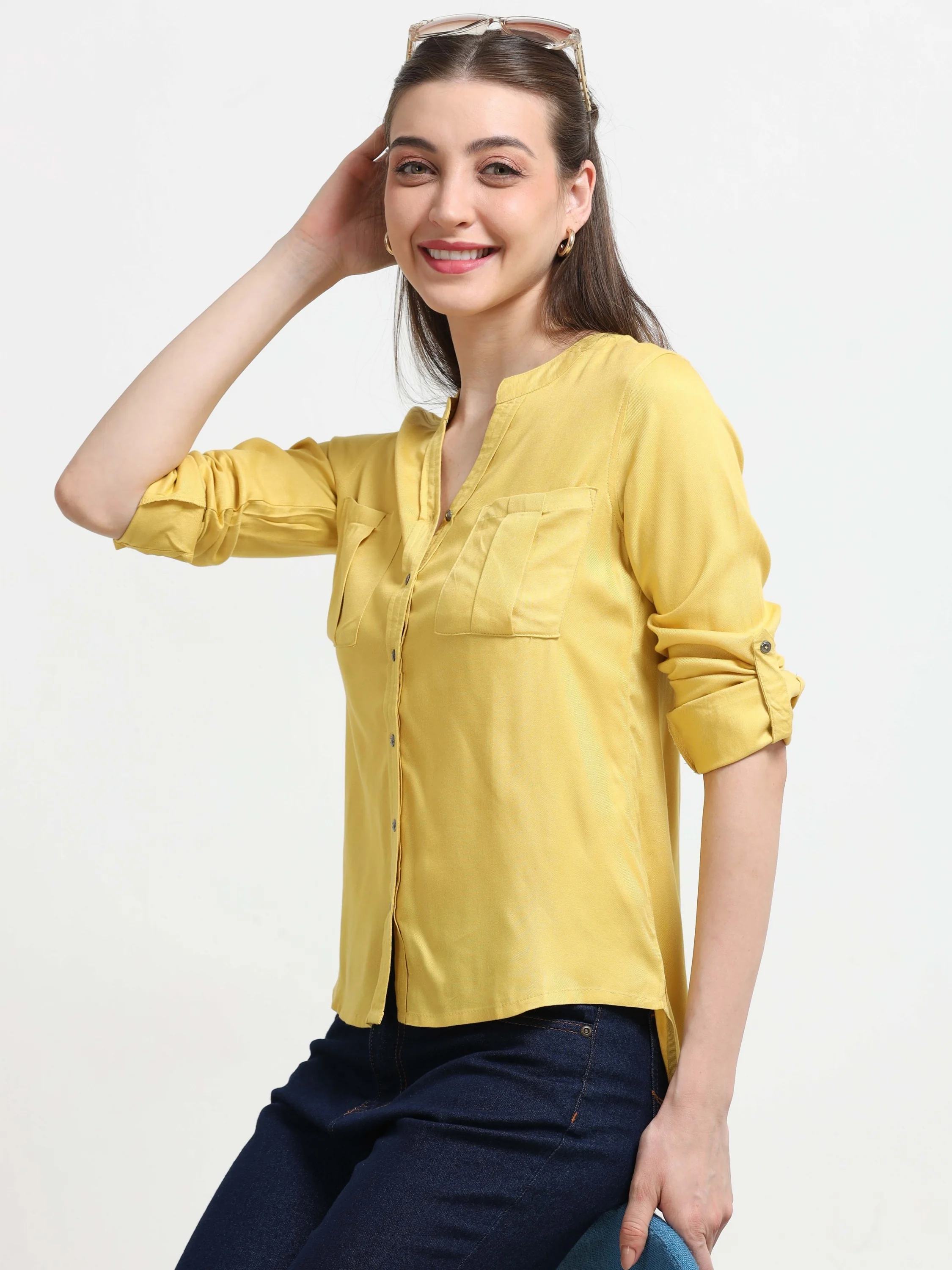 Women Yellow Casual Shirt - Image 2