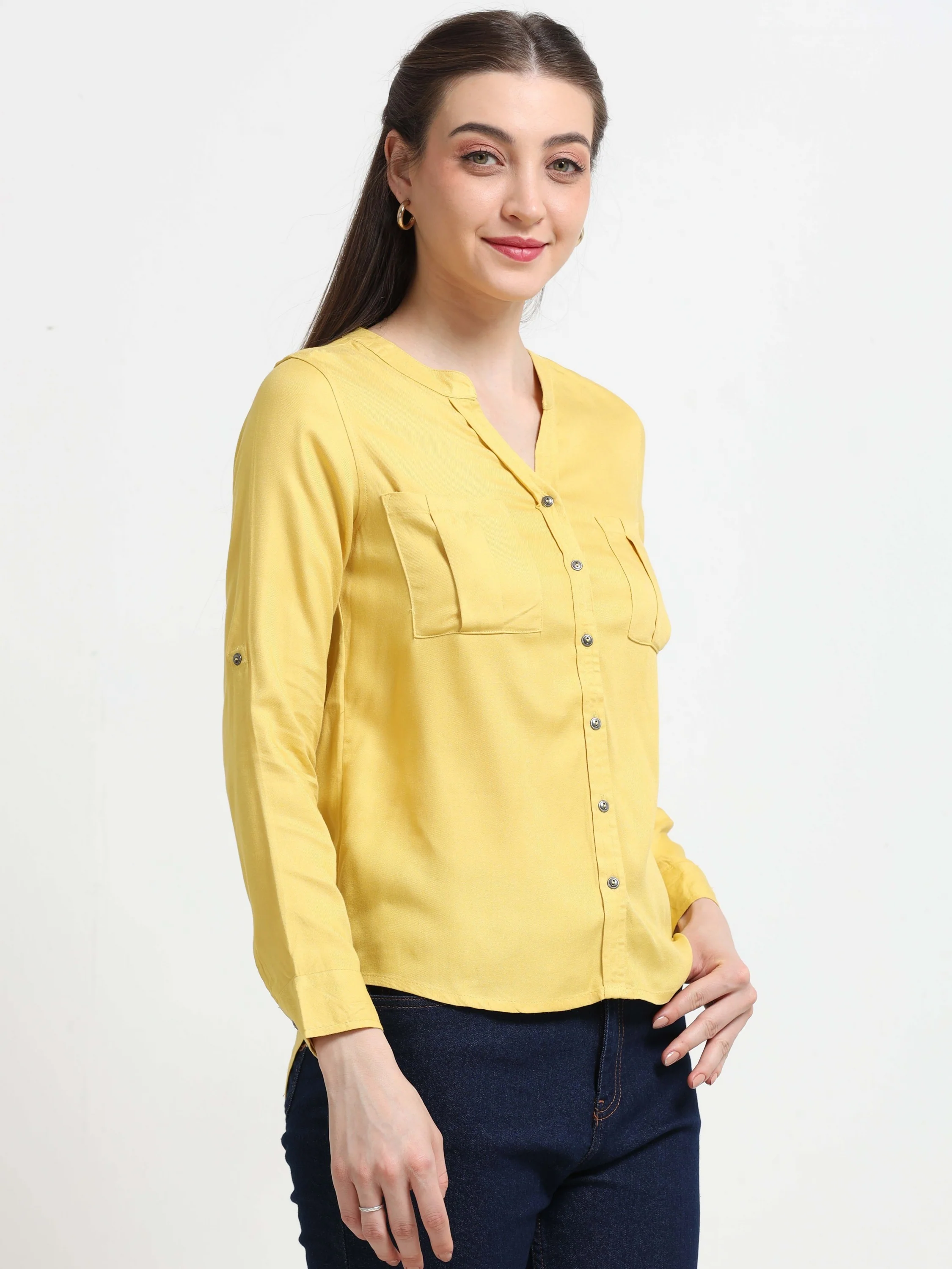 Women Yellow Casual Shirt - Image 5