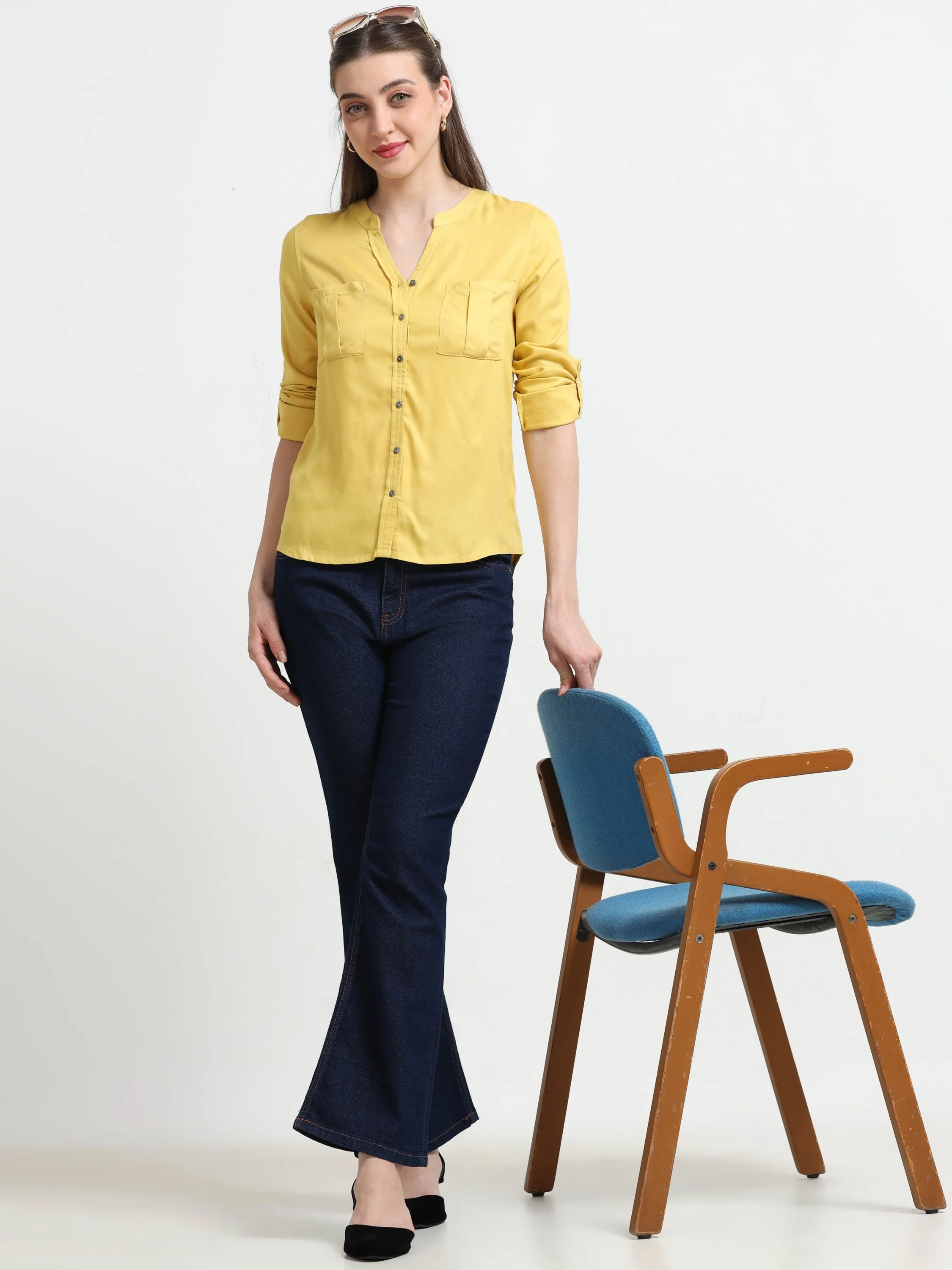Women Yellow Casual Shirt - Image 6