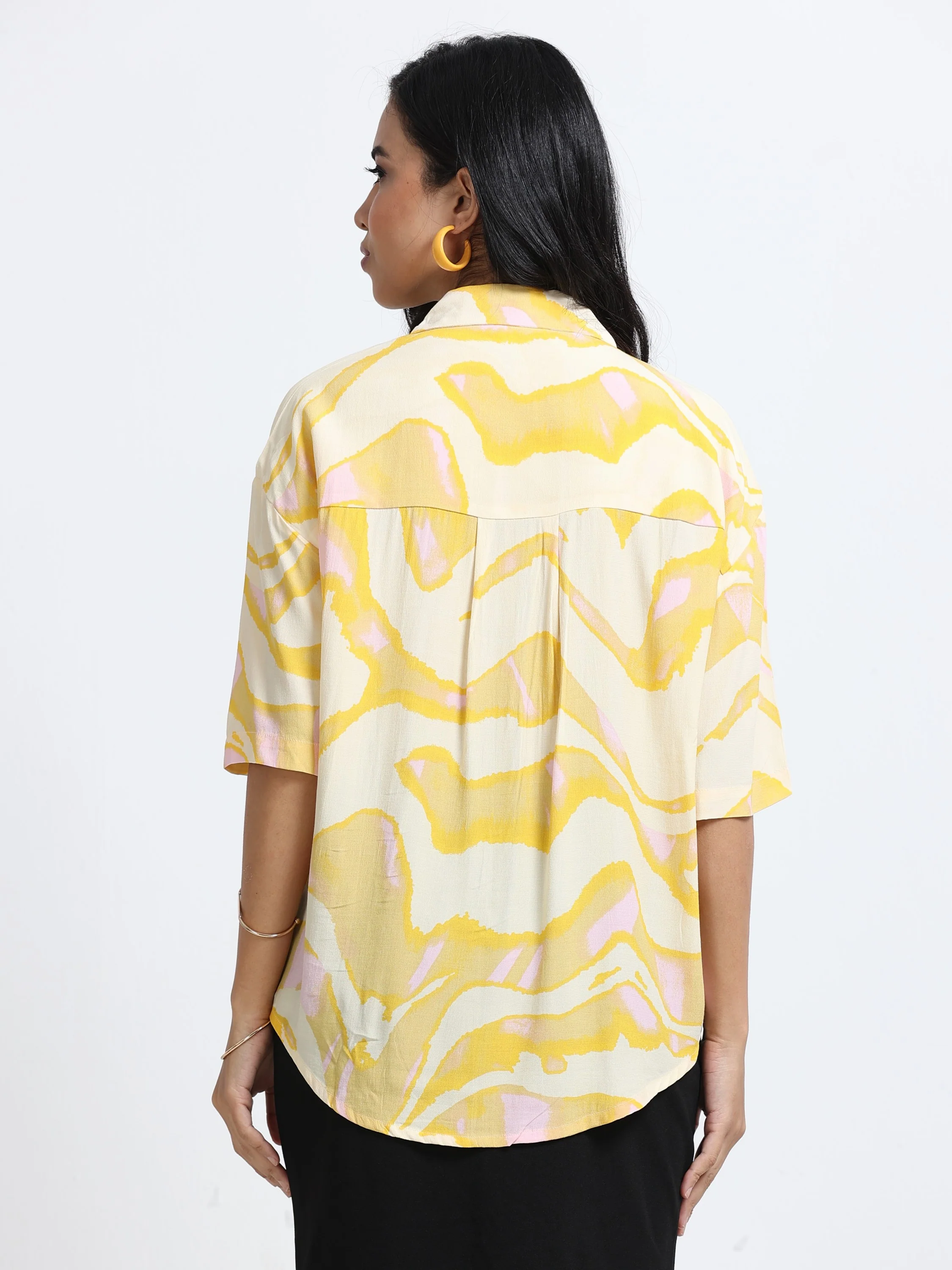 Women Yellow Double Pocket Comfort Shirt - Image 4