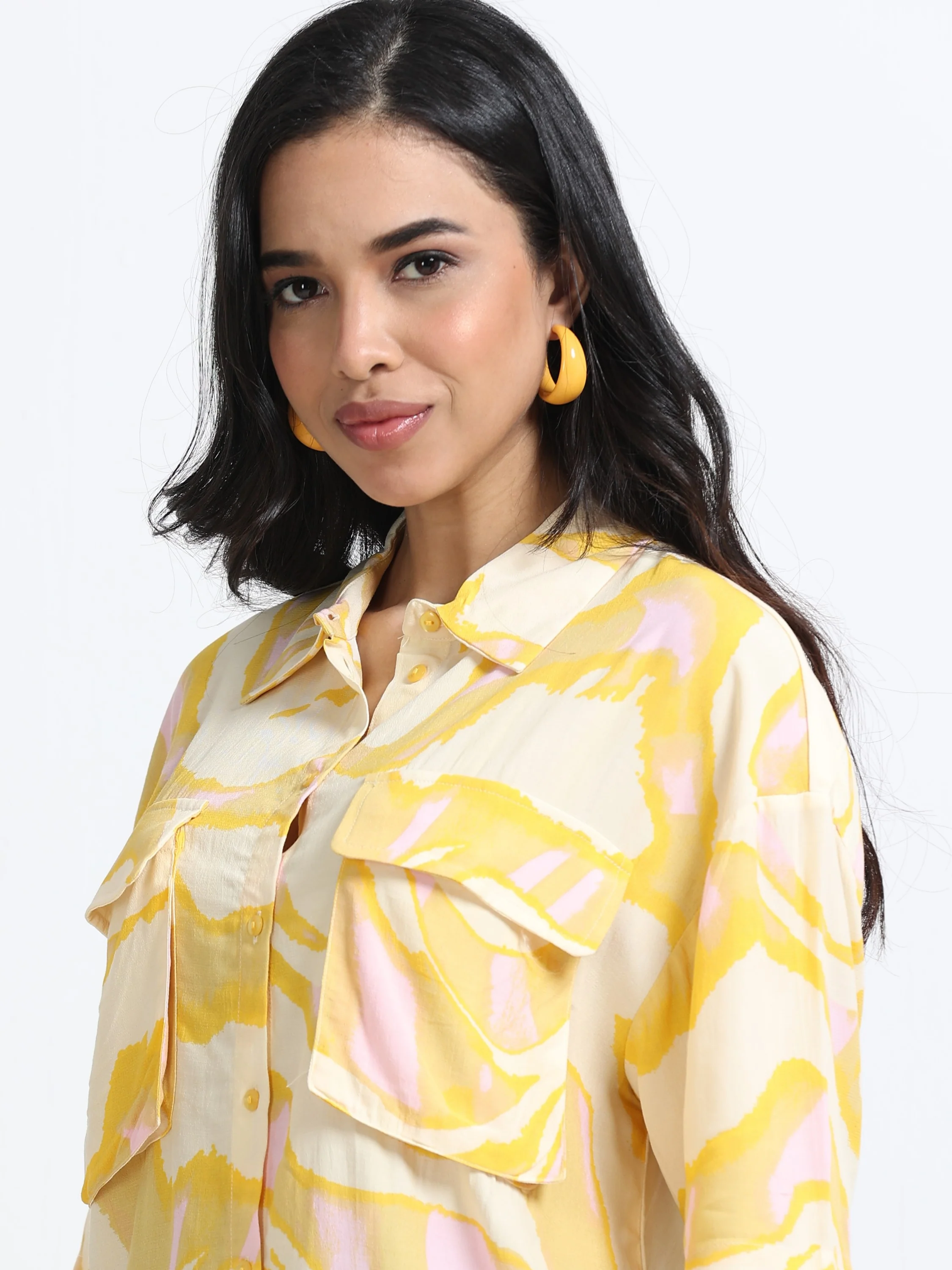Women Yellow Double Pocket Comfort Shirt - Image 6
