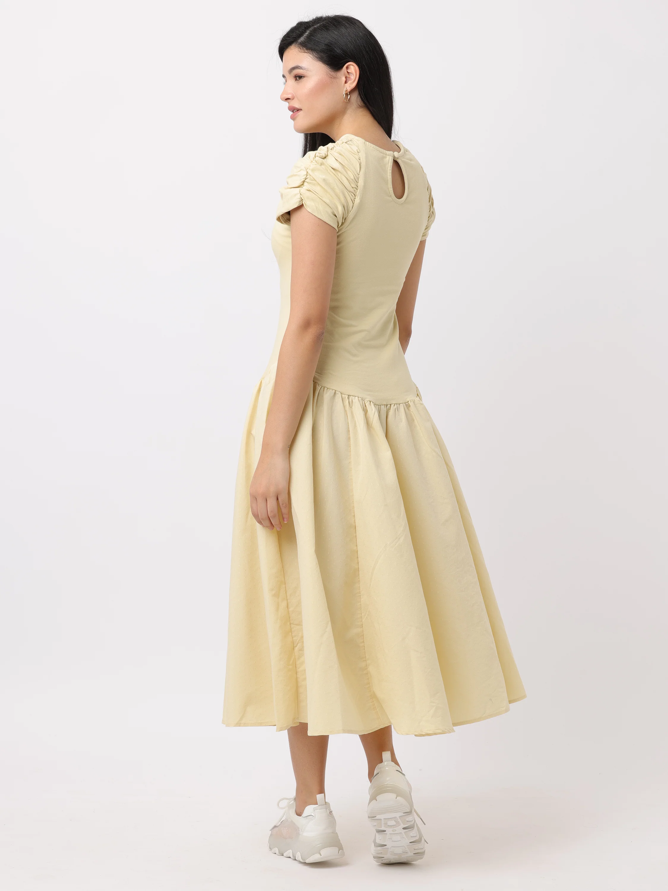 Women Yellow Fit and Flare Maxi Dress - Image 2