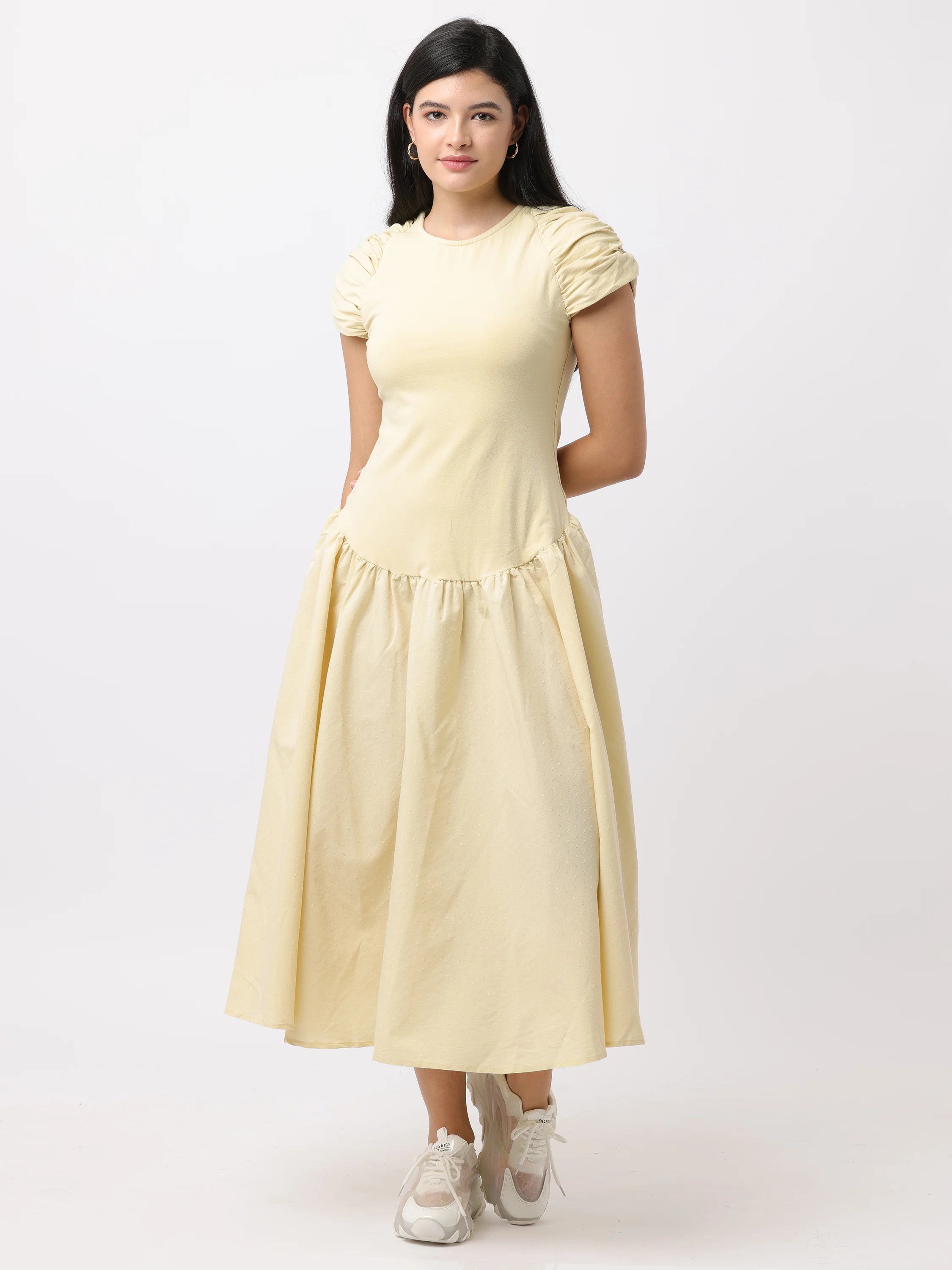 Women Yellow Fit and Flare Maxi Dress - Image 4