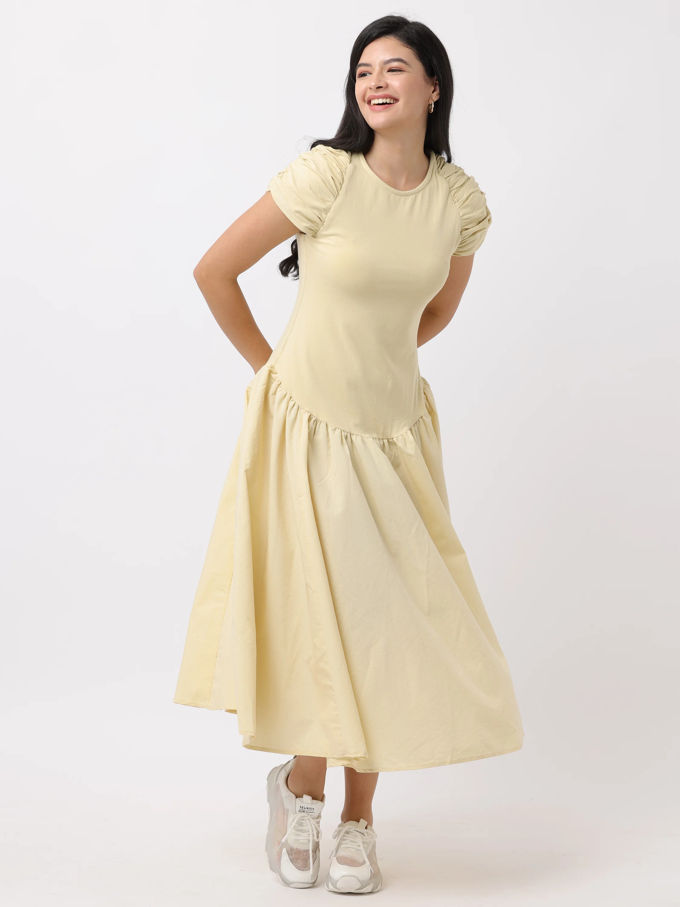 Women Yellow Fit and Flare Maxi Dress - Image 5