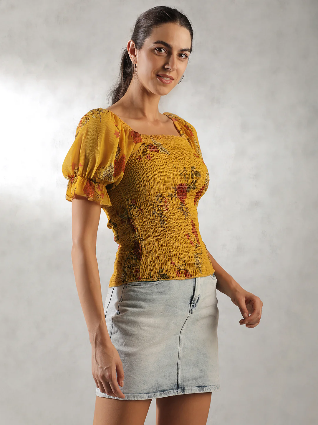 Women Yellow Fitted Top - Image 3
