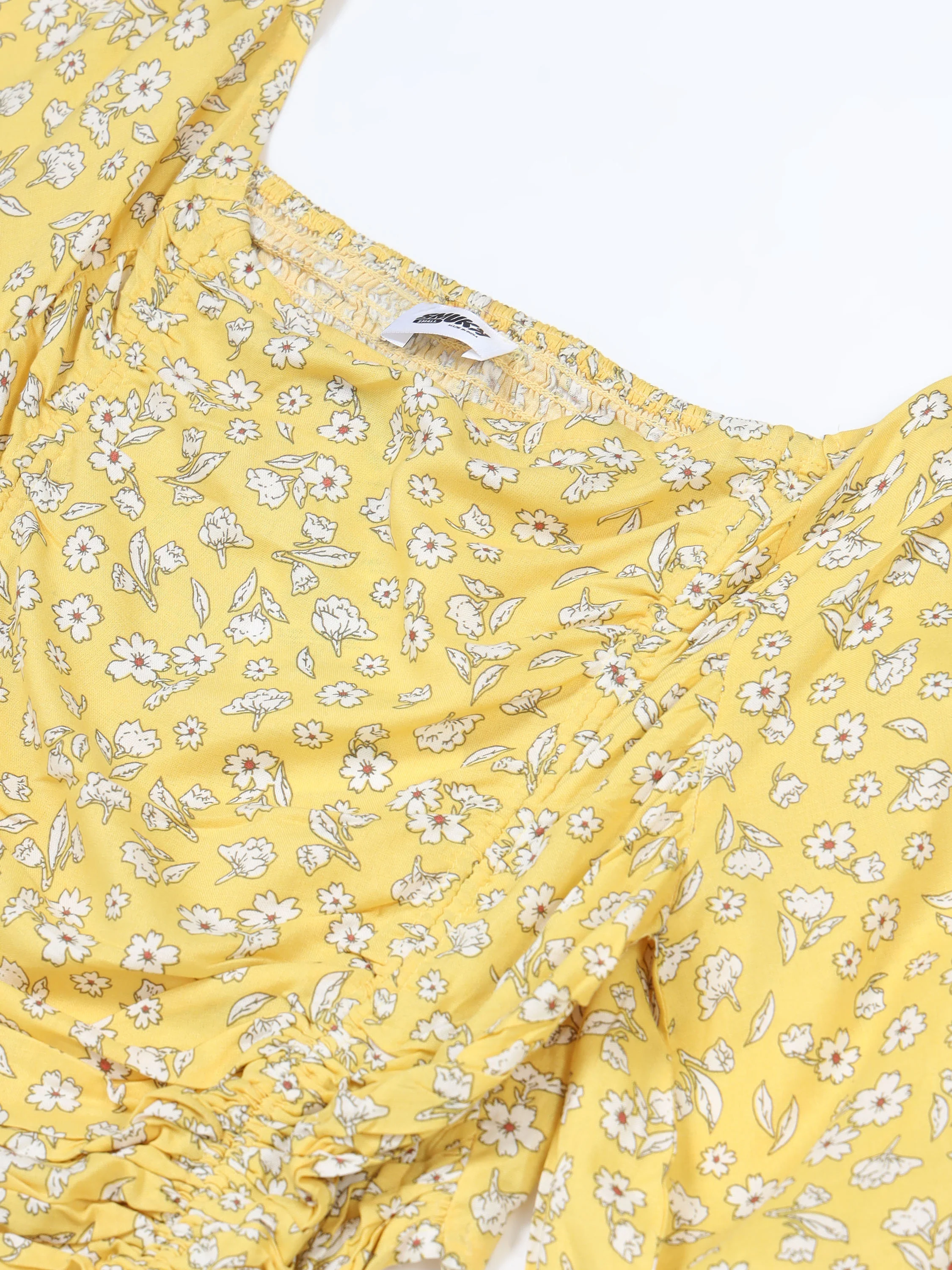 Women Yellow Floral Crop Top - Image 3