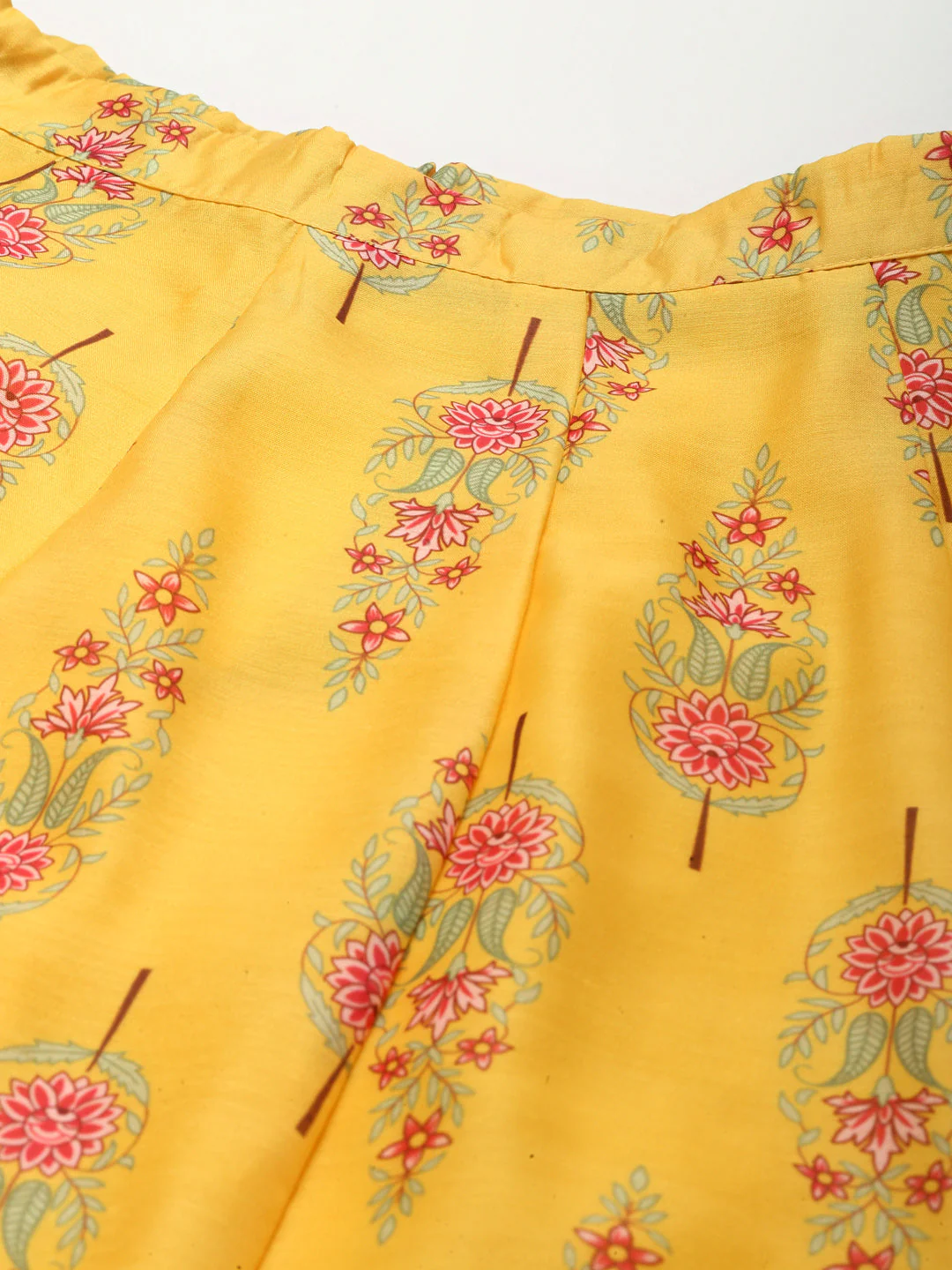 Women Yellow Floral Aanrkali Skirt - Image 5