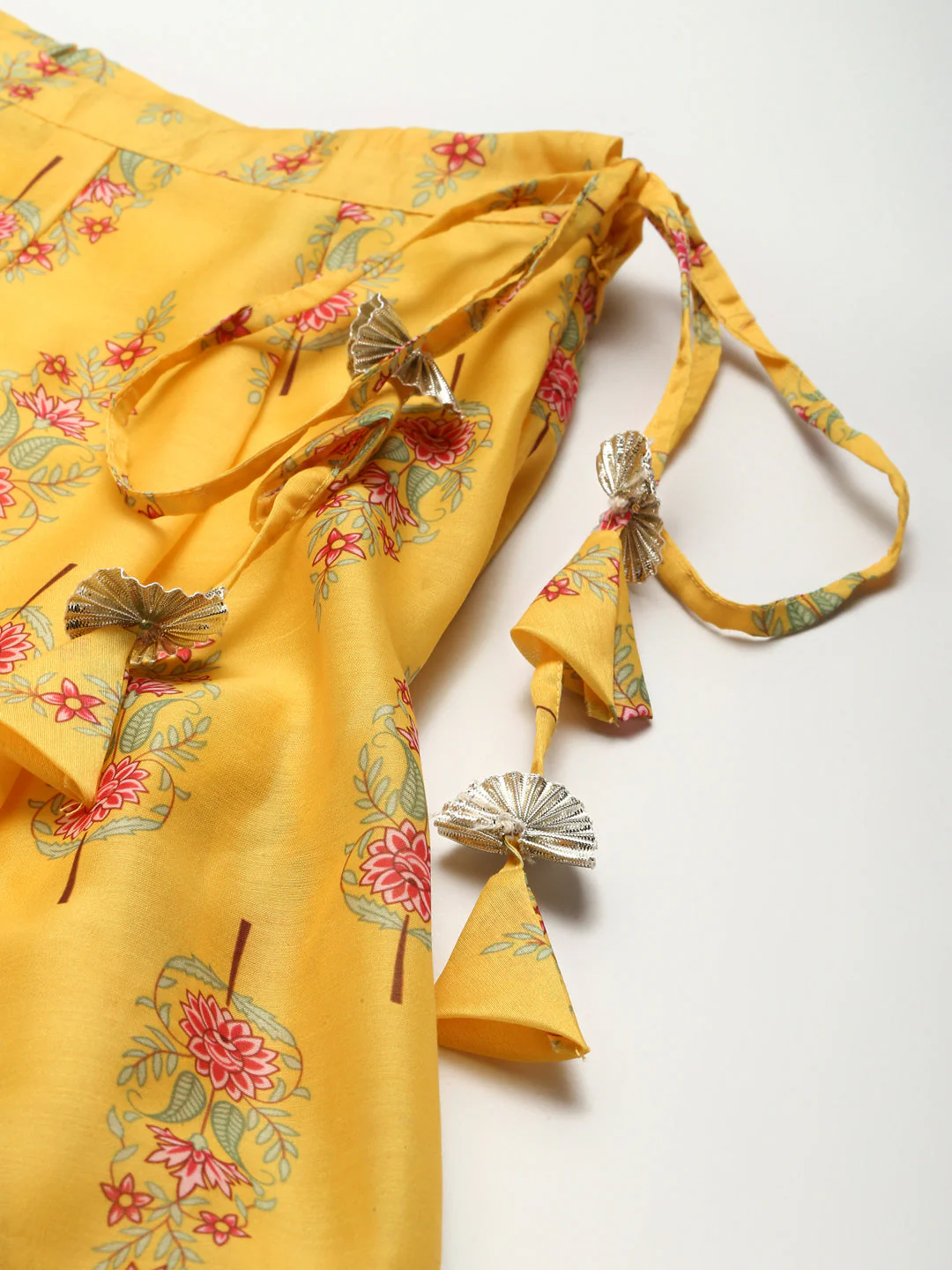 Women Yellow Floral Aanrkali Skirt - Image 6