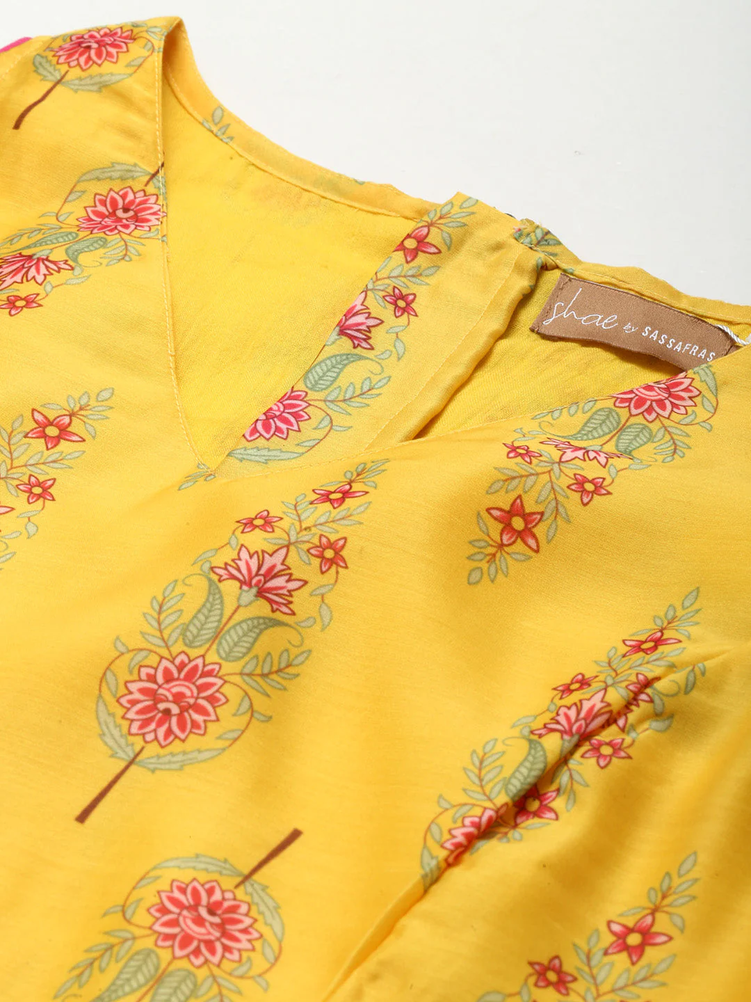 Women Yellow Floral Sleeveless Crop Top - Image 2