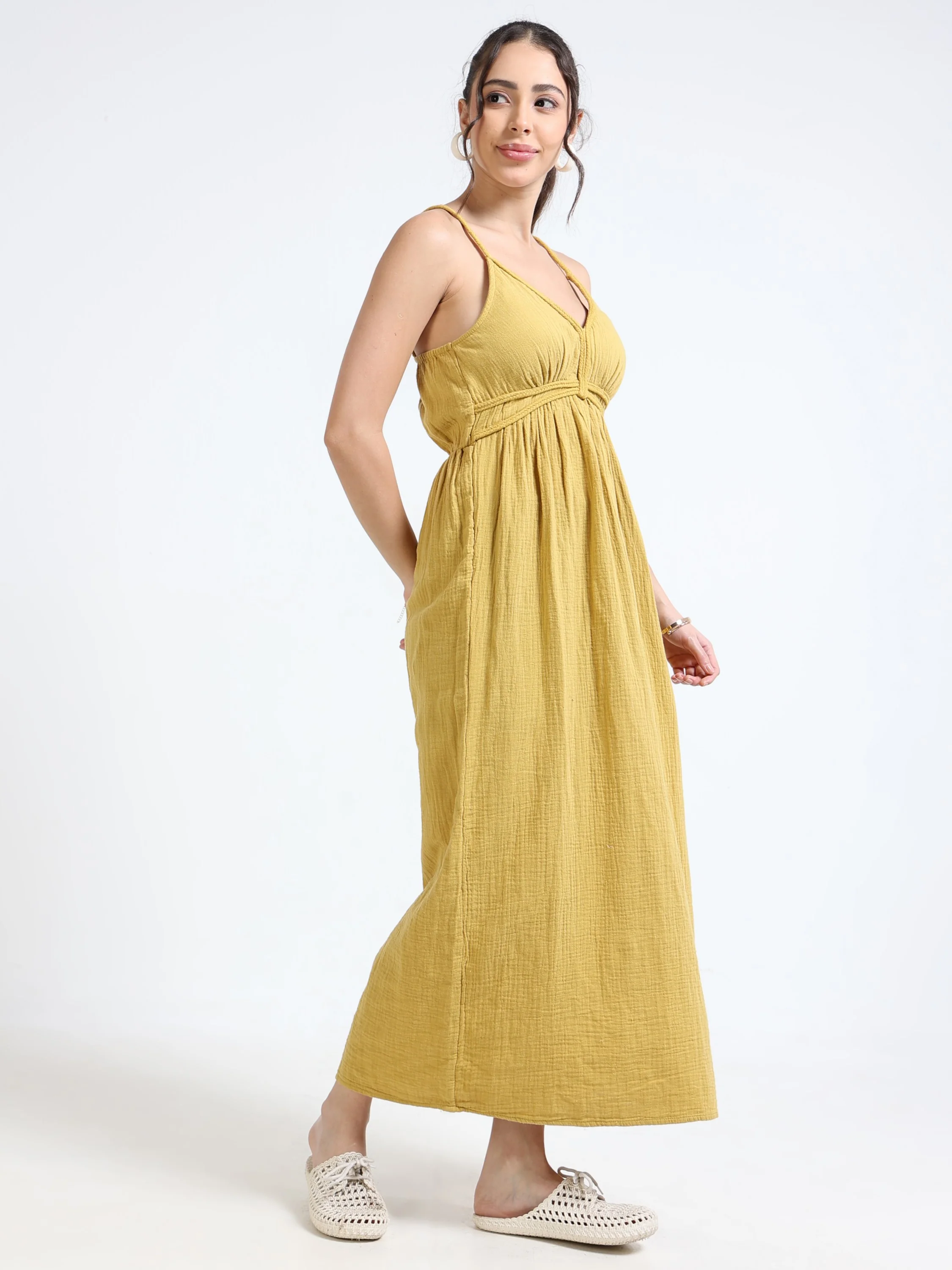 Women Yellow Maxi Vacation Dress - Image 5