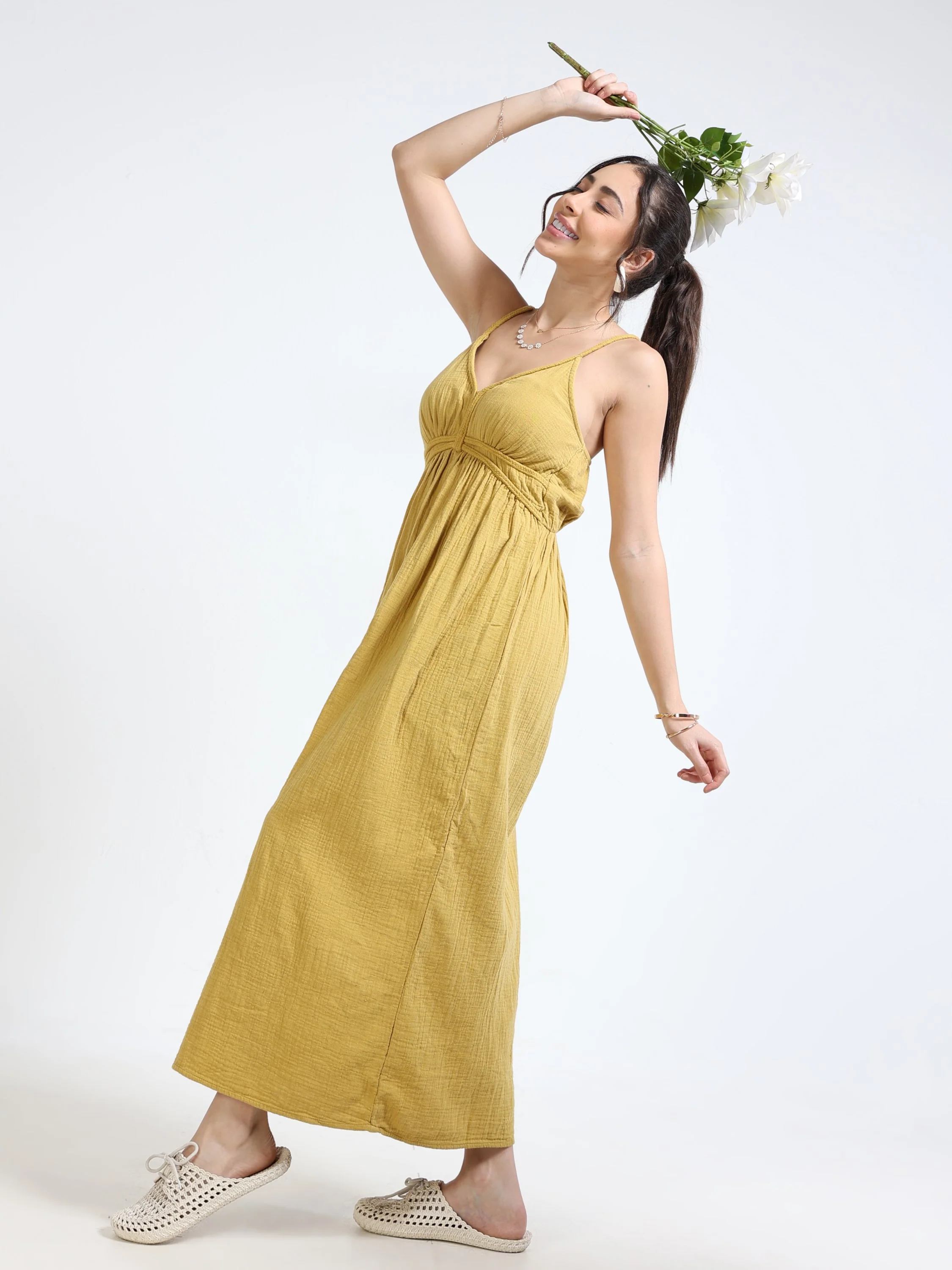 Women Yellow Maxi Vacation Dress - Image 6