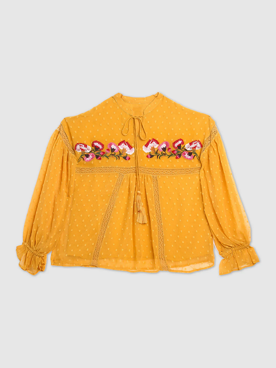 Women Mustard Self Design Textured Top - Image 7