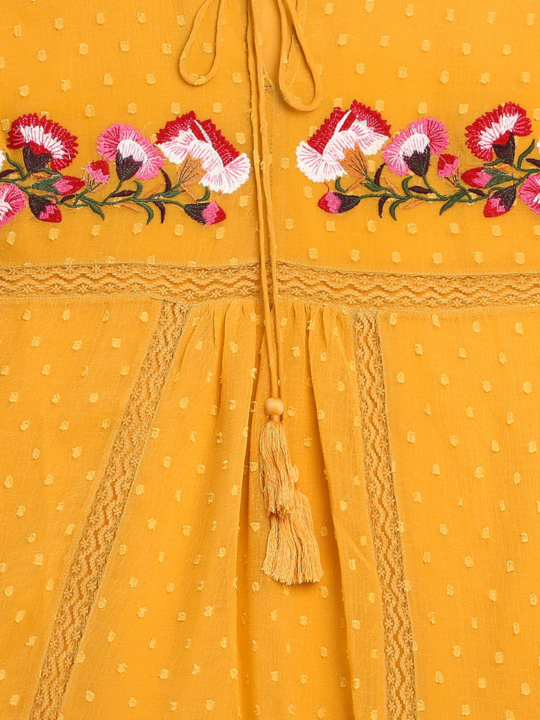 Women Mustard Self Design Textured Top - Image 8