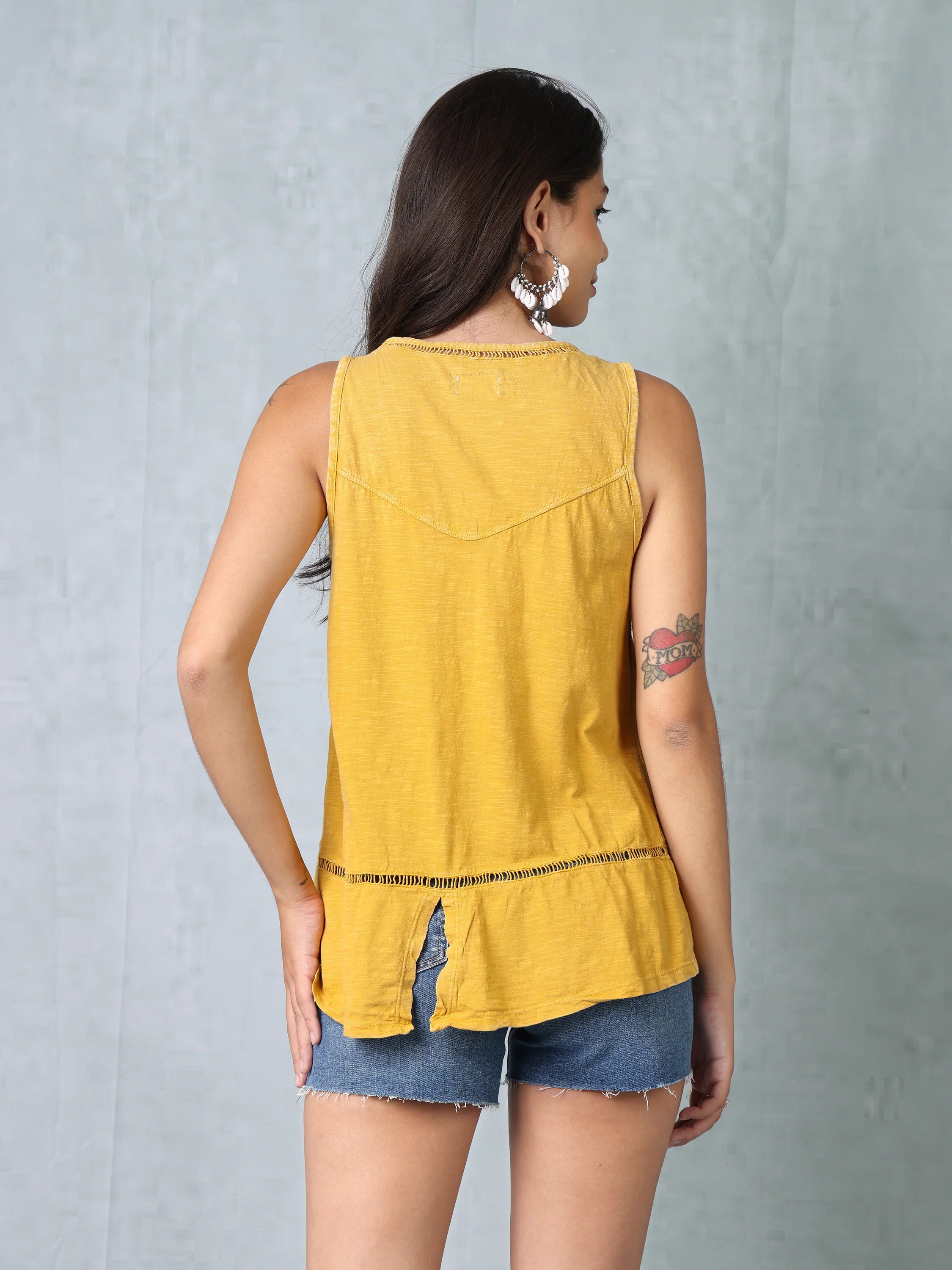 Women Yellow Schiffli Top - Image 4
