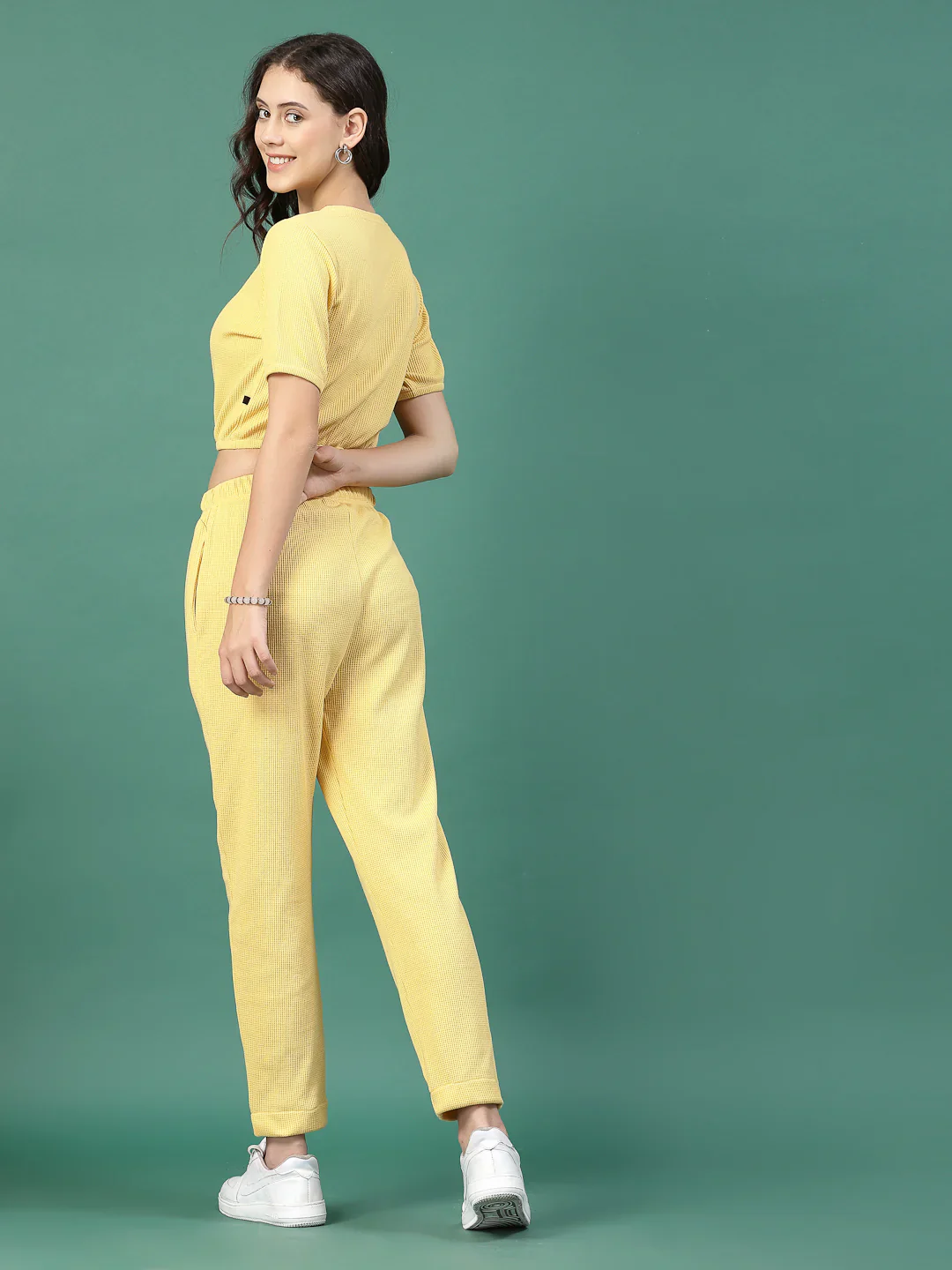 Women Yellow Slim Fit co-ords - Image 2