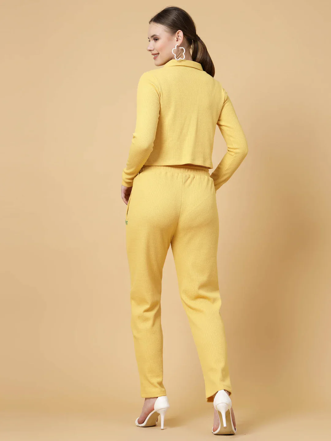 Women Yellow Textured co-ords - Image 2