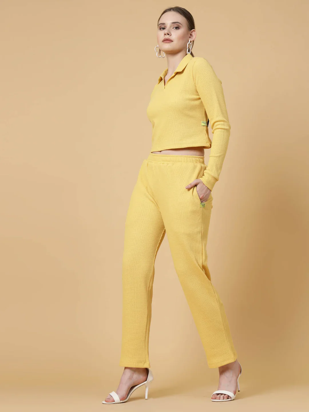 Women Yellow Textured co-ords - Image 3