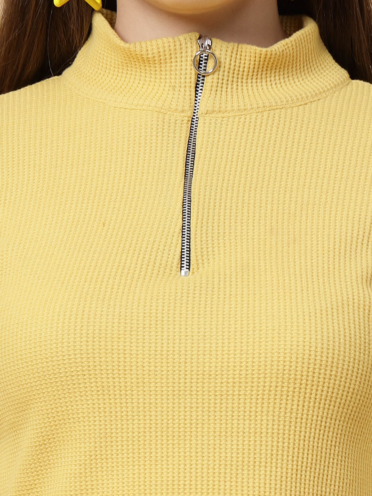 Women Yellow Waffle Top - Image 6