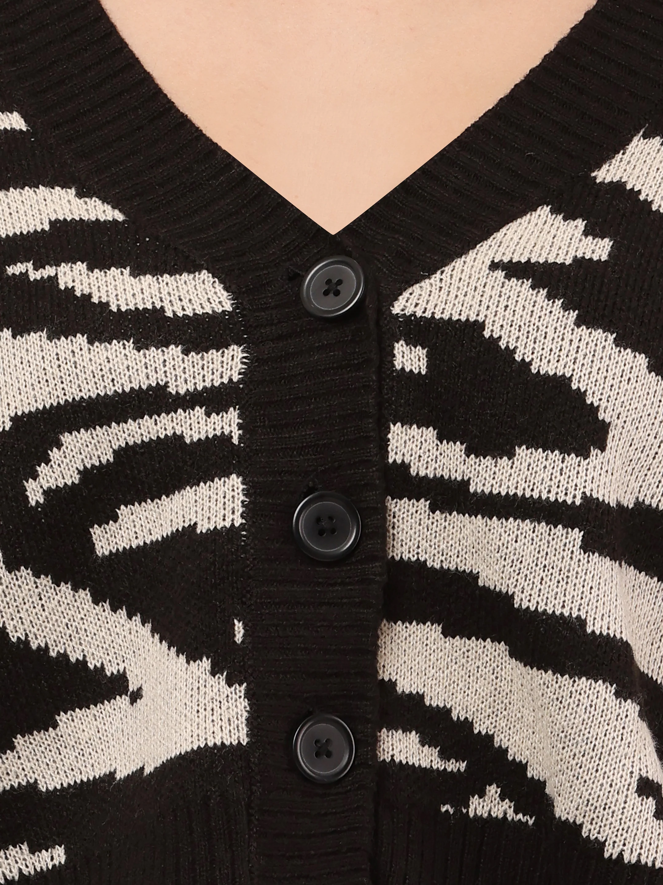 Women Zebra Striped Drop Shoulder Cardigan - Image 5