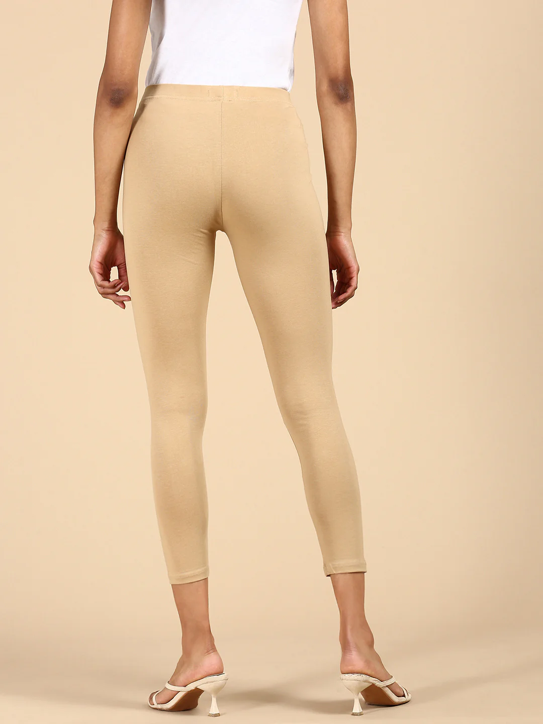 Women Beige Casual Leggings - Image 3