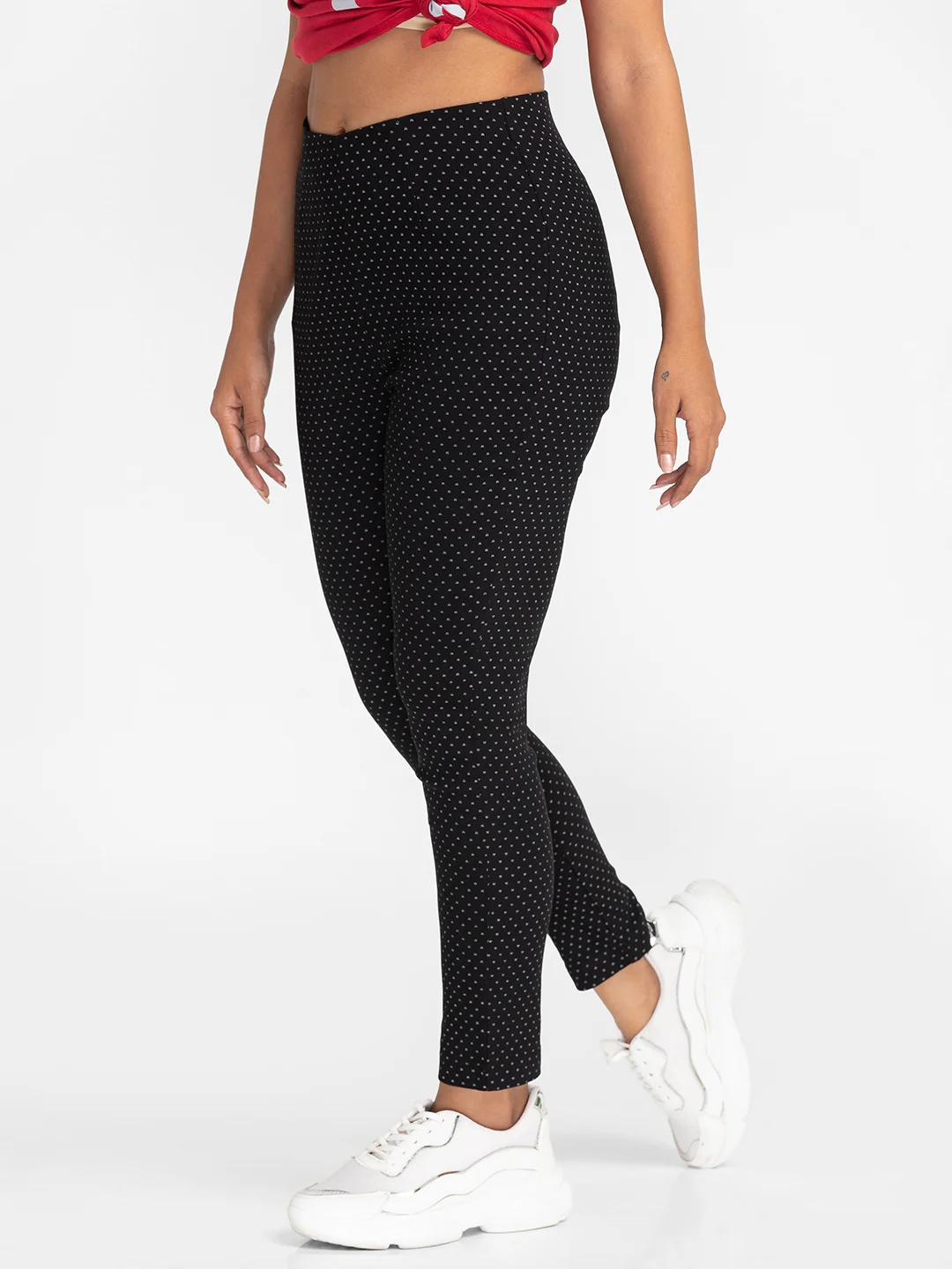 Women Black All Over Print Trouser - Image 4