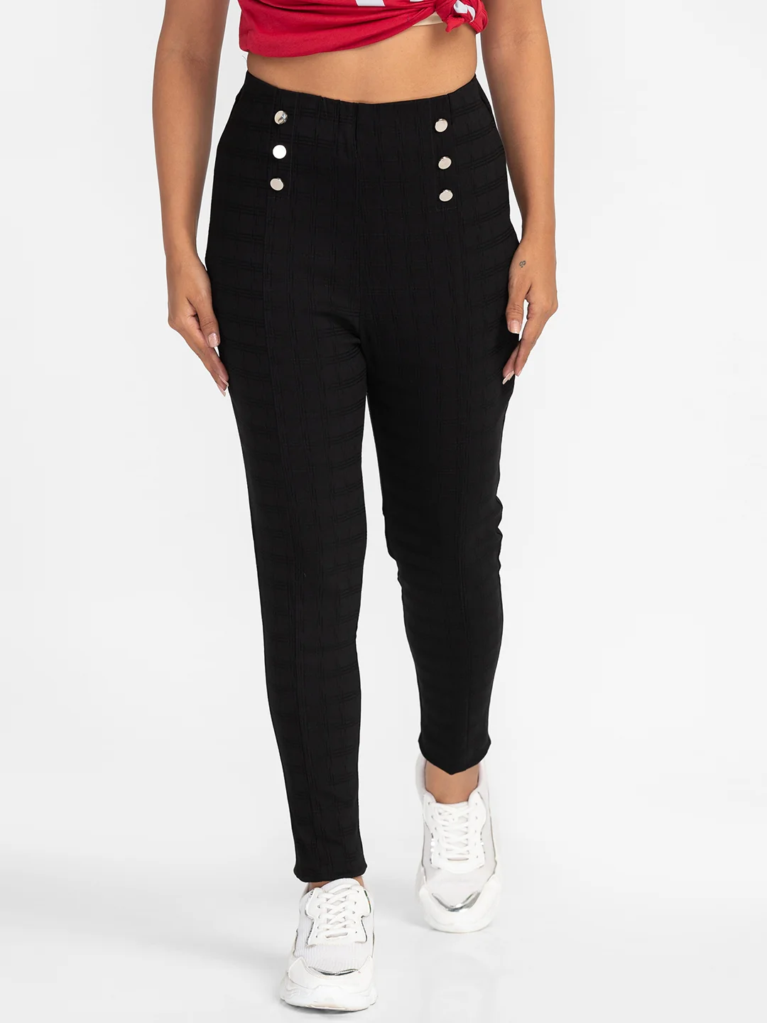 Women Black Checked Trouser
