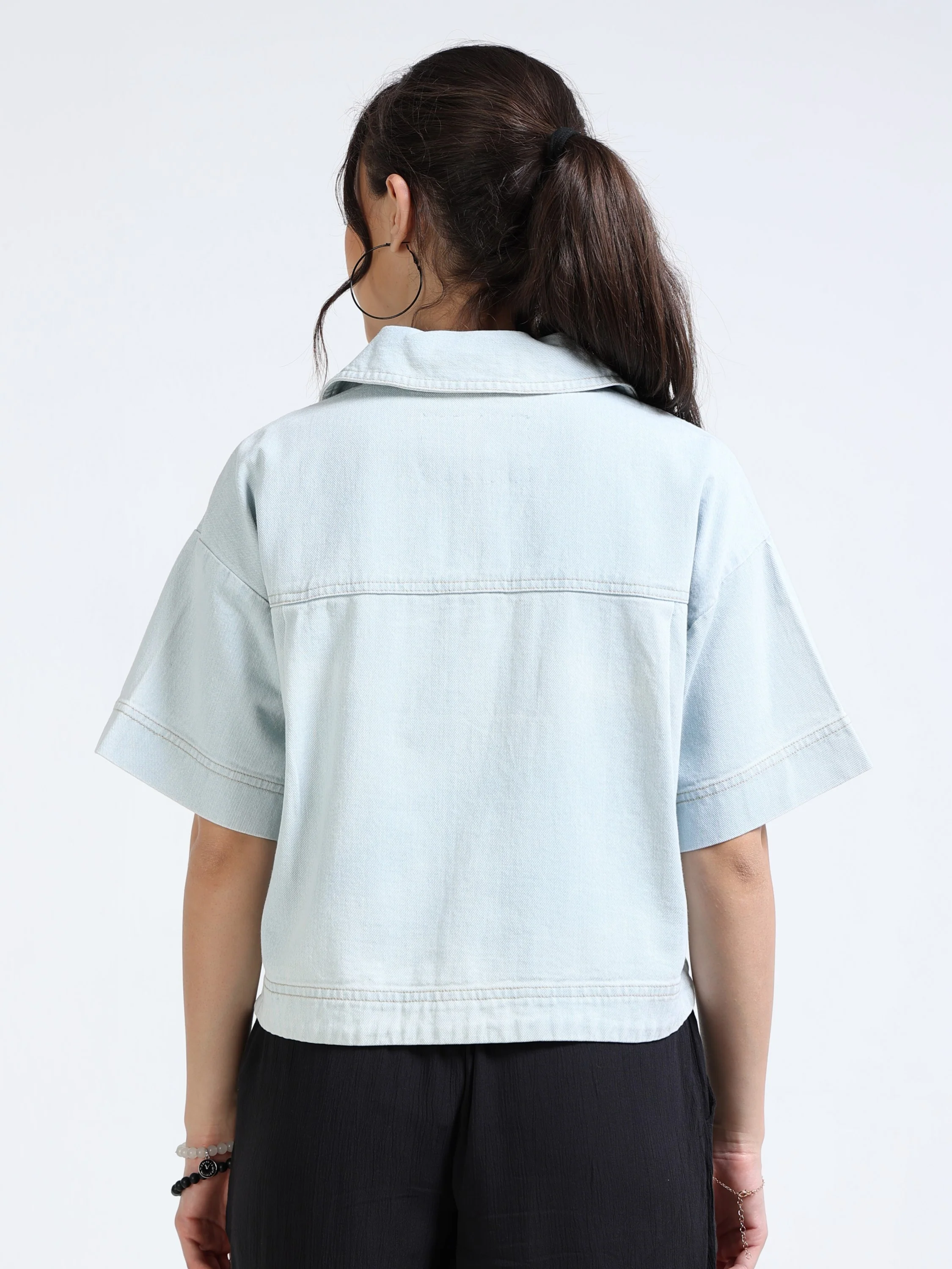 Women Blue Relaxed Fit Top - Image 2