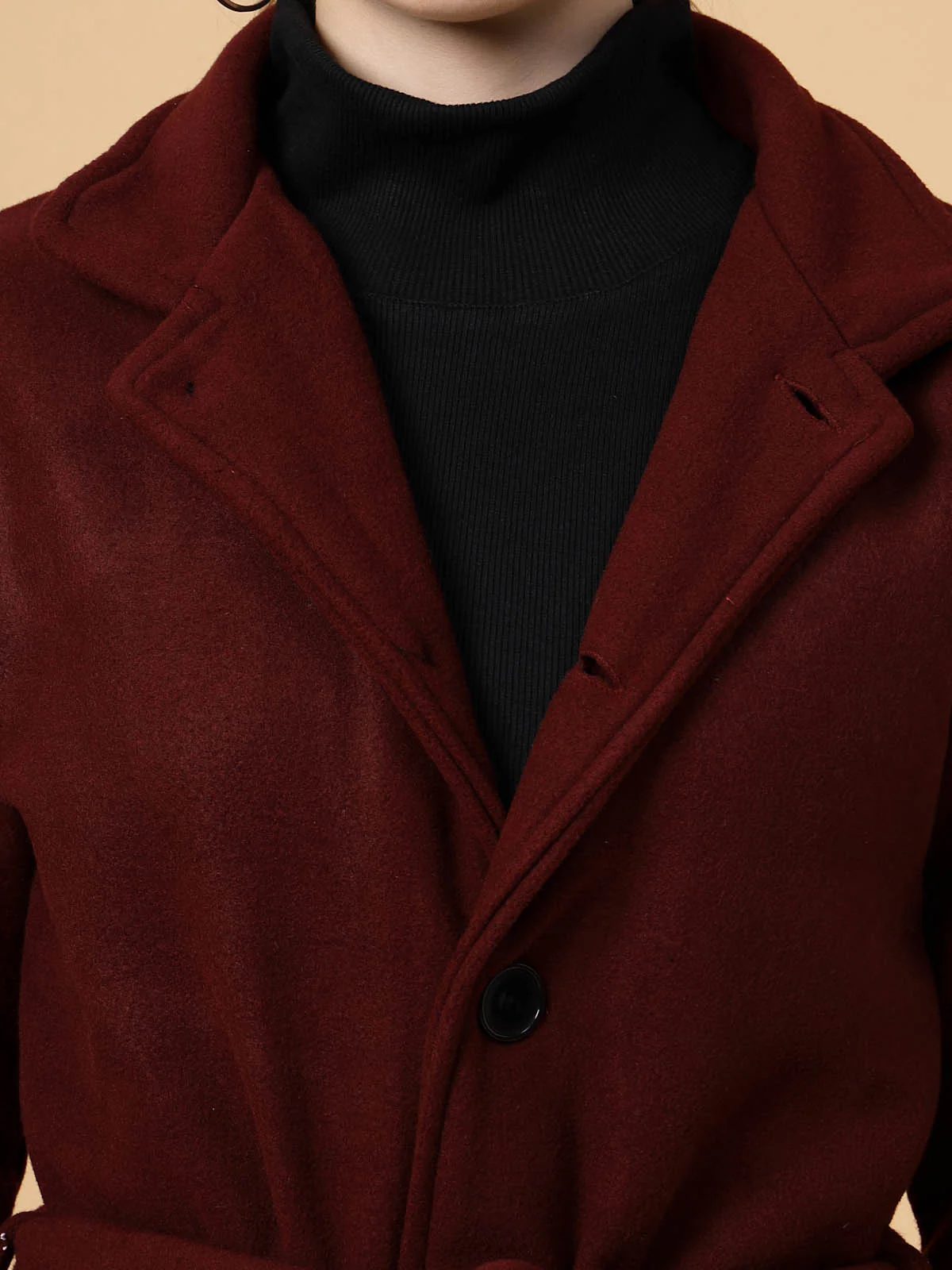 Women Maroon Overcoat - Image 5