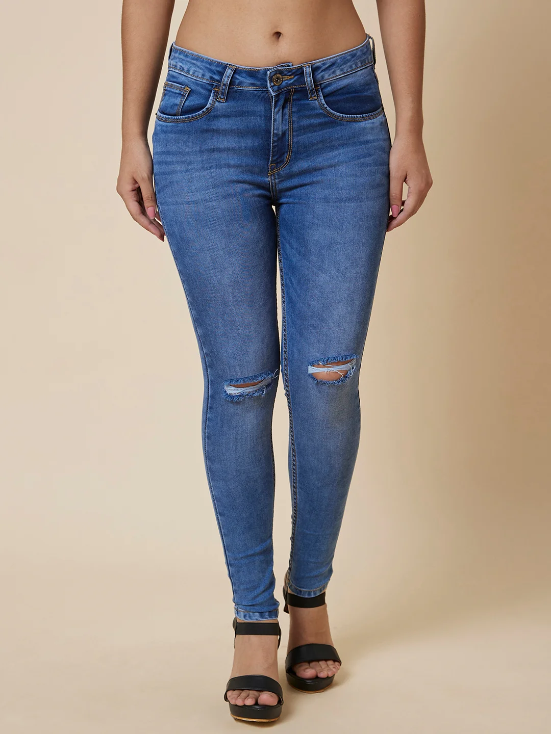 Women Mid Rise Stretchable Skinny Fit Jeans - Image 3
