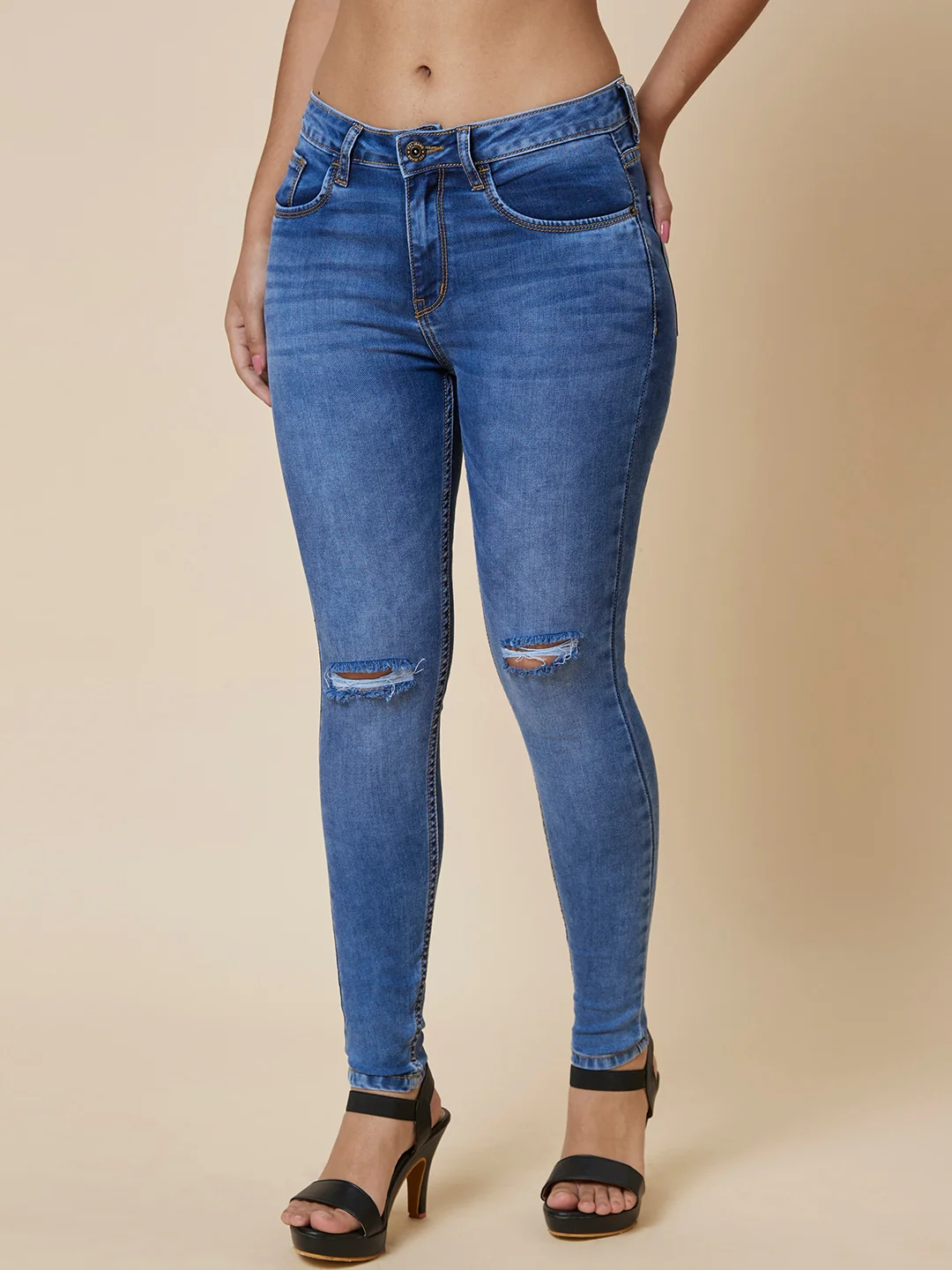 Women Mid Rise Stretchable Skinny Fit Jeans - Image 5