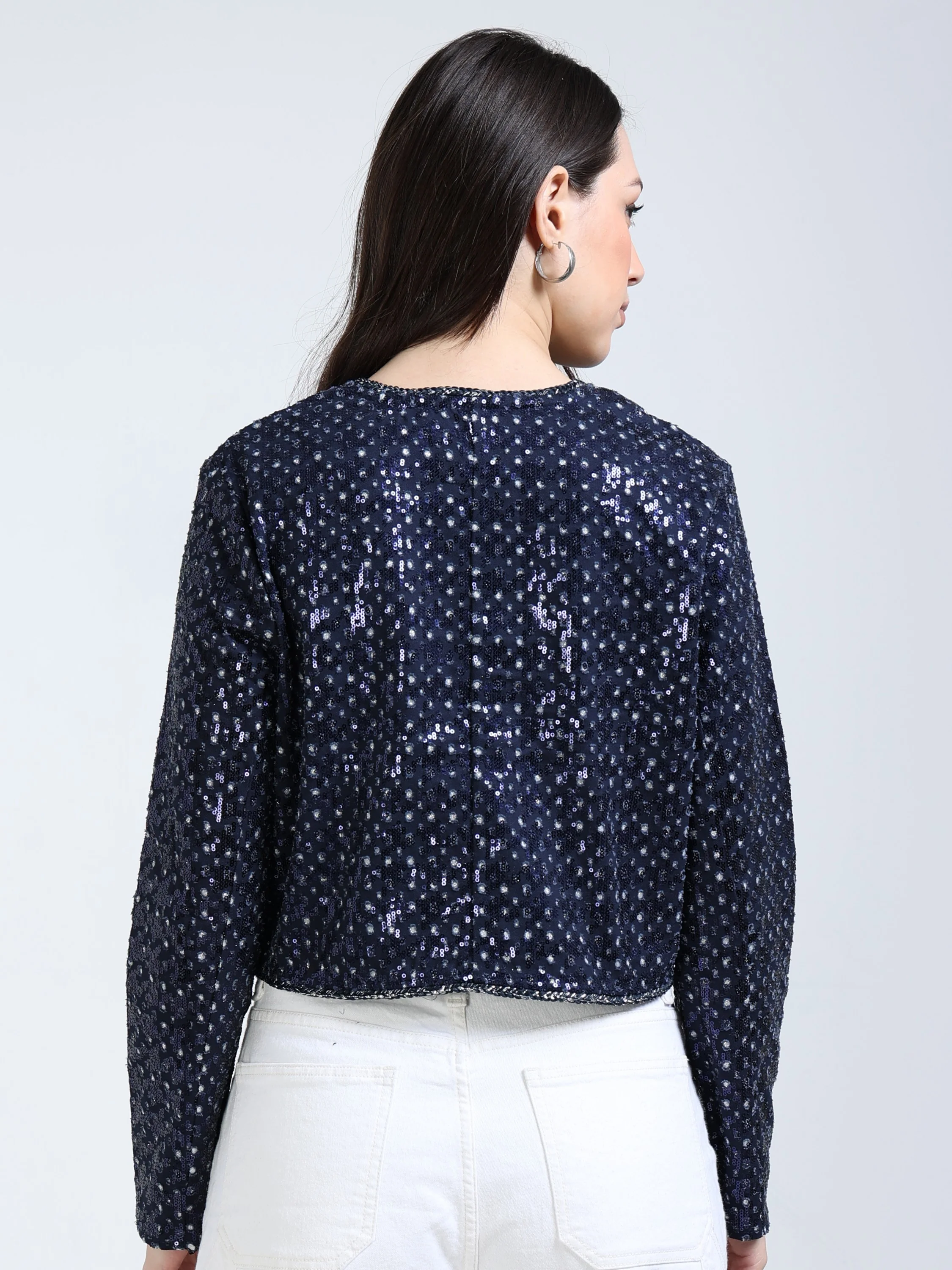 Women Sequin Embellishment Jacket - Image 3