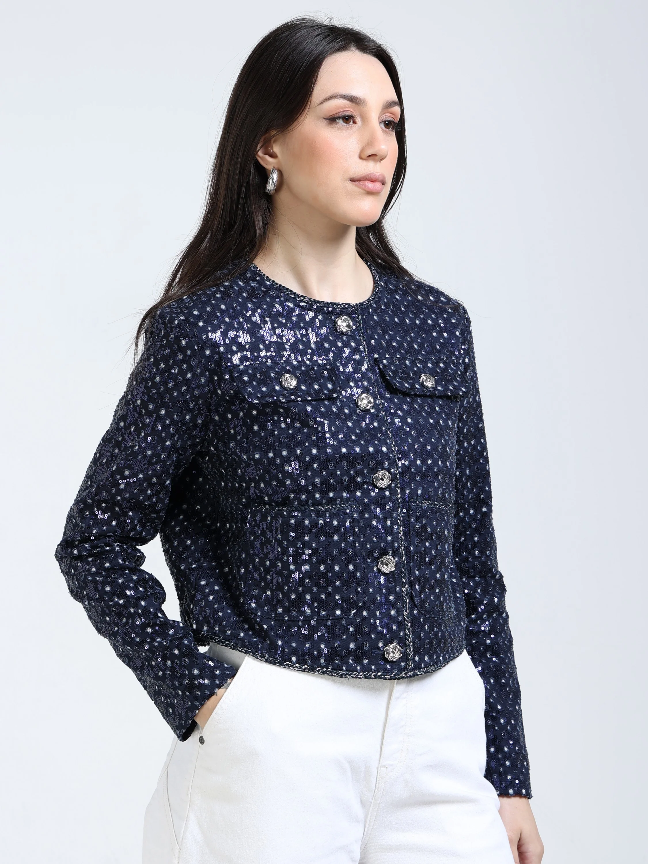Women Sequin Embellishment Jacket - Image 4