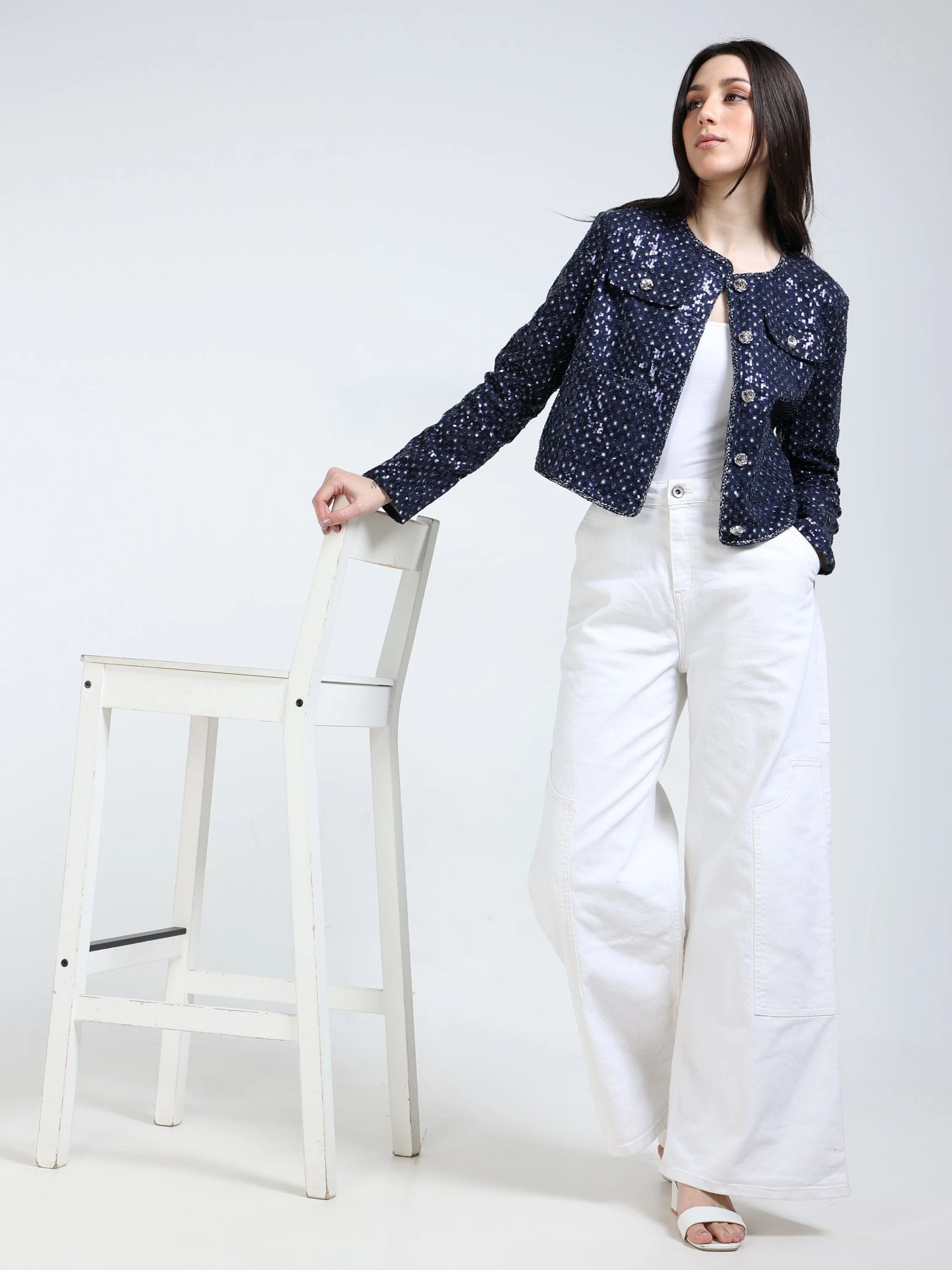 Women Sequin Embellishment Jacket - Image 5