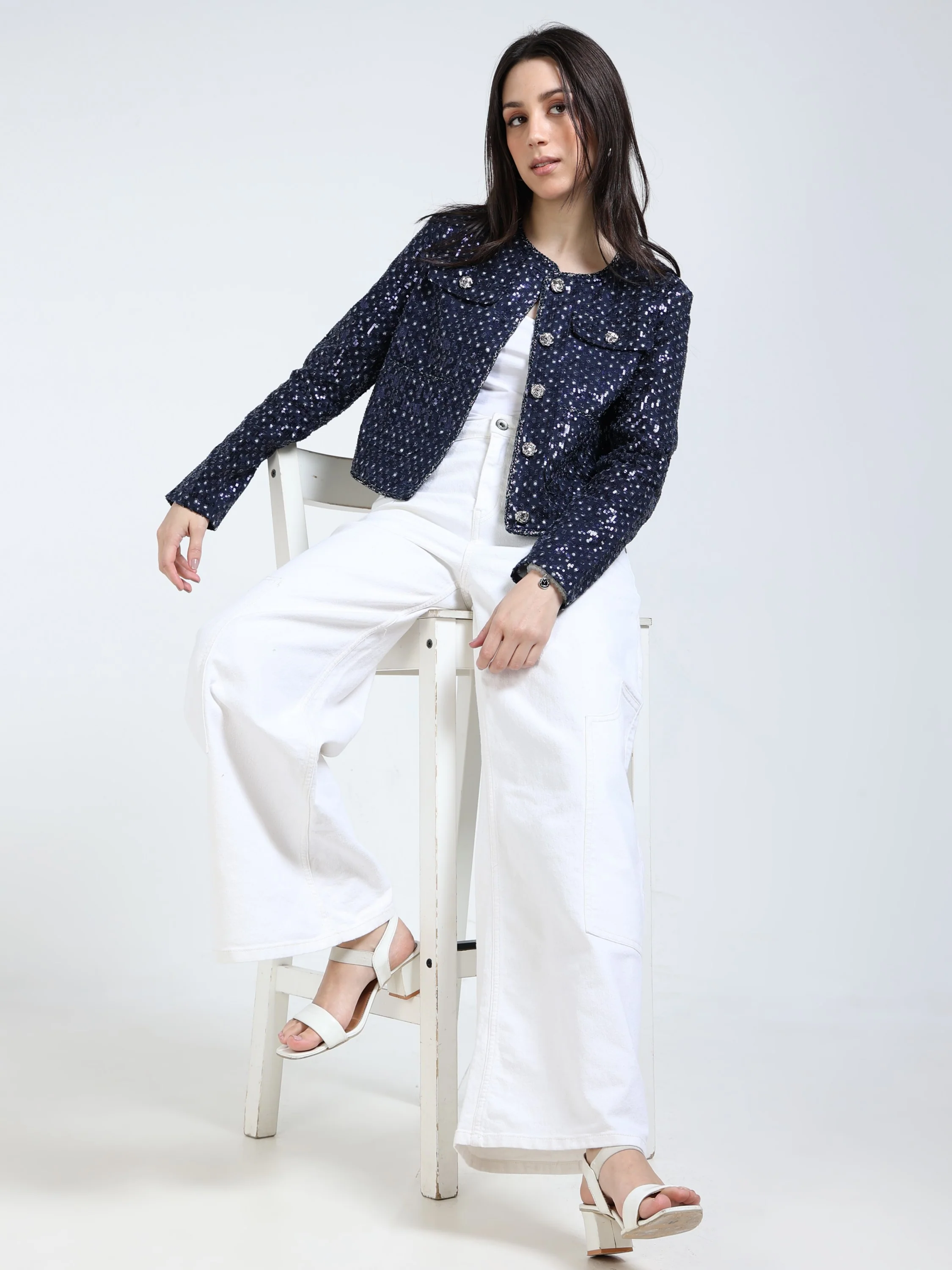 Women Sequin Embellishment Jacket - Image 6