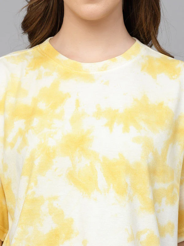 Women Yellow Odour Free Tie & Dye T-shirt - Image 3